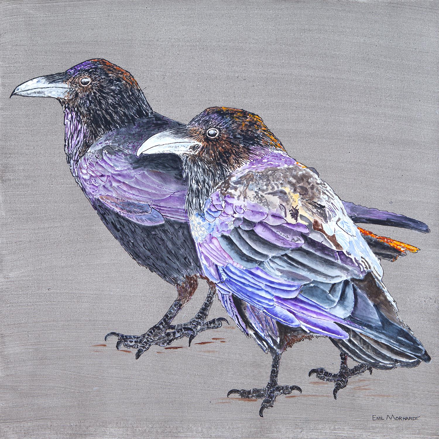 Raven Couple, Original Painting - Art by Emil Morhardt