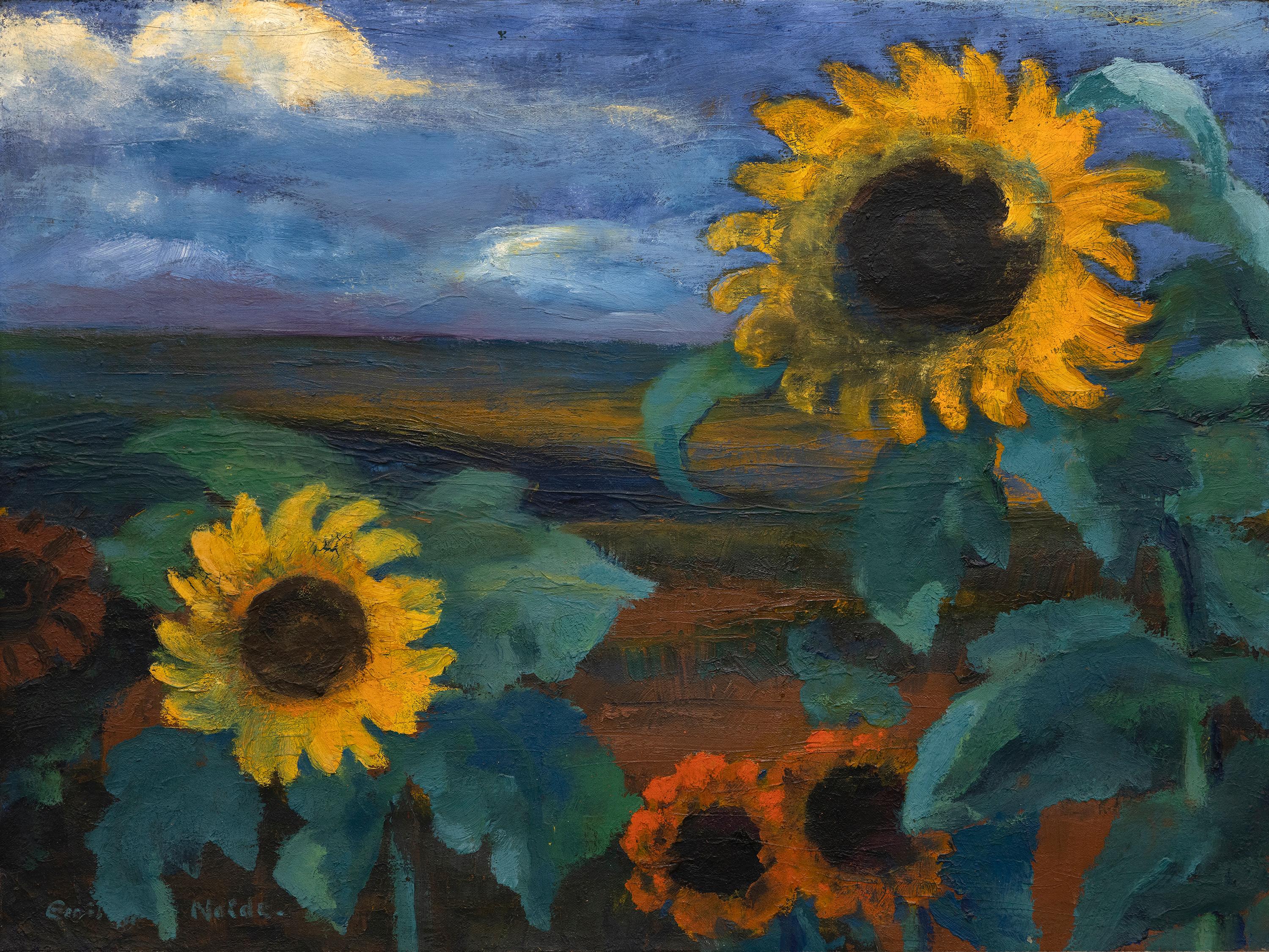 Sonnenblumen, Abend II – Painting von Emil Nolde