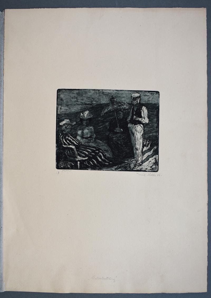 Conversation  Unterhaltung German Expressionism Romantic Scene - Print by Emil Nolde