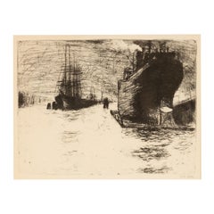 Wichtige deutsche expressionistische Radierung Hamburg, Reiherstiegdock 1910 Emil Nolde