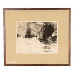 Important German Expressionist Etching Hamburg, Reiherstiegdock 1910 Emil Nolde