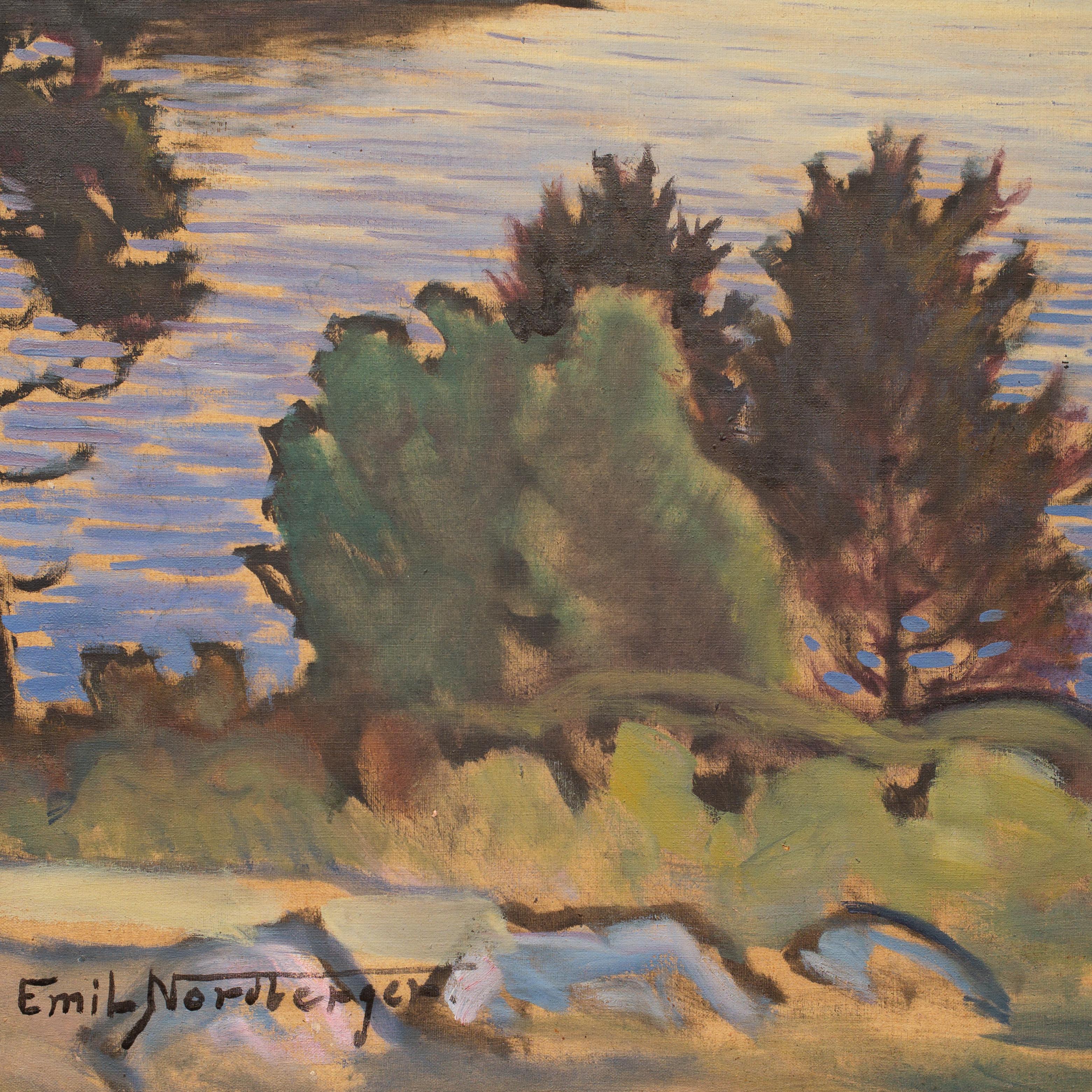 Emil Nordberger (1889-1942) Swedish

A Lake View in the Evening Light

oil on canvas
painted c.1920
signed Emil Nordberger
canvas dimensions 25.98 x 58.26 inches (66 x 148 cm)
frame 31.49 x 63.77 inches (80 x 162 cm)

Provenance: 
A Swedish Private
