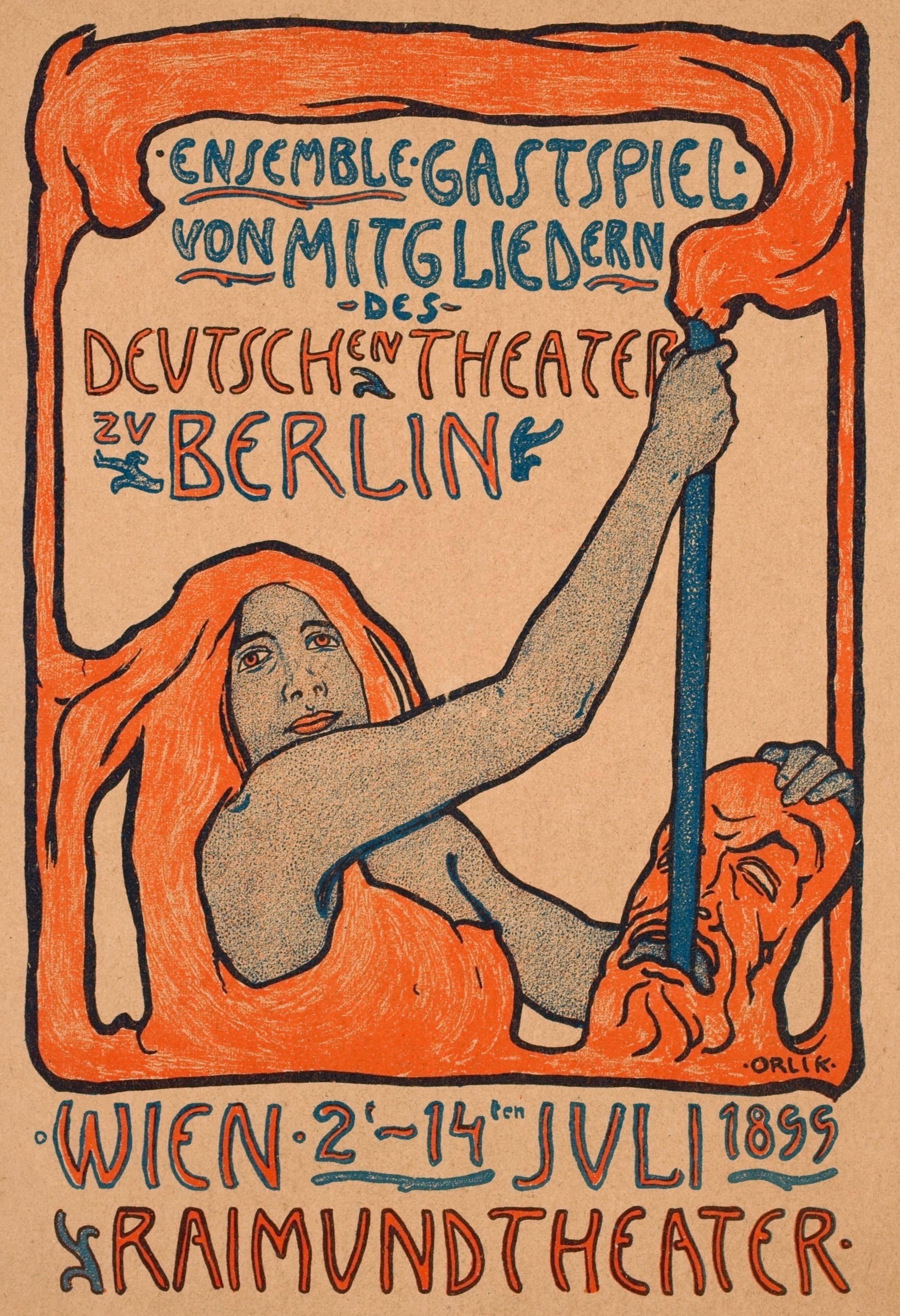 Performance von Mitgliedern des Deutschen Theaters zu Berlin / - Ornamental Flow - – Print von Emil Orlik