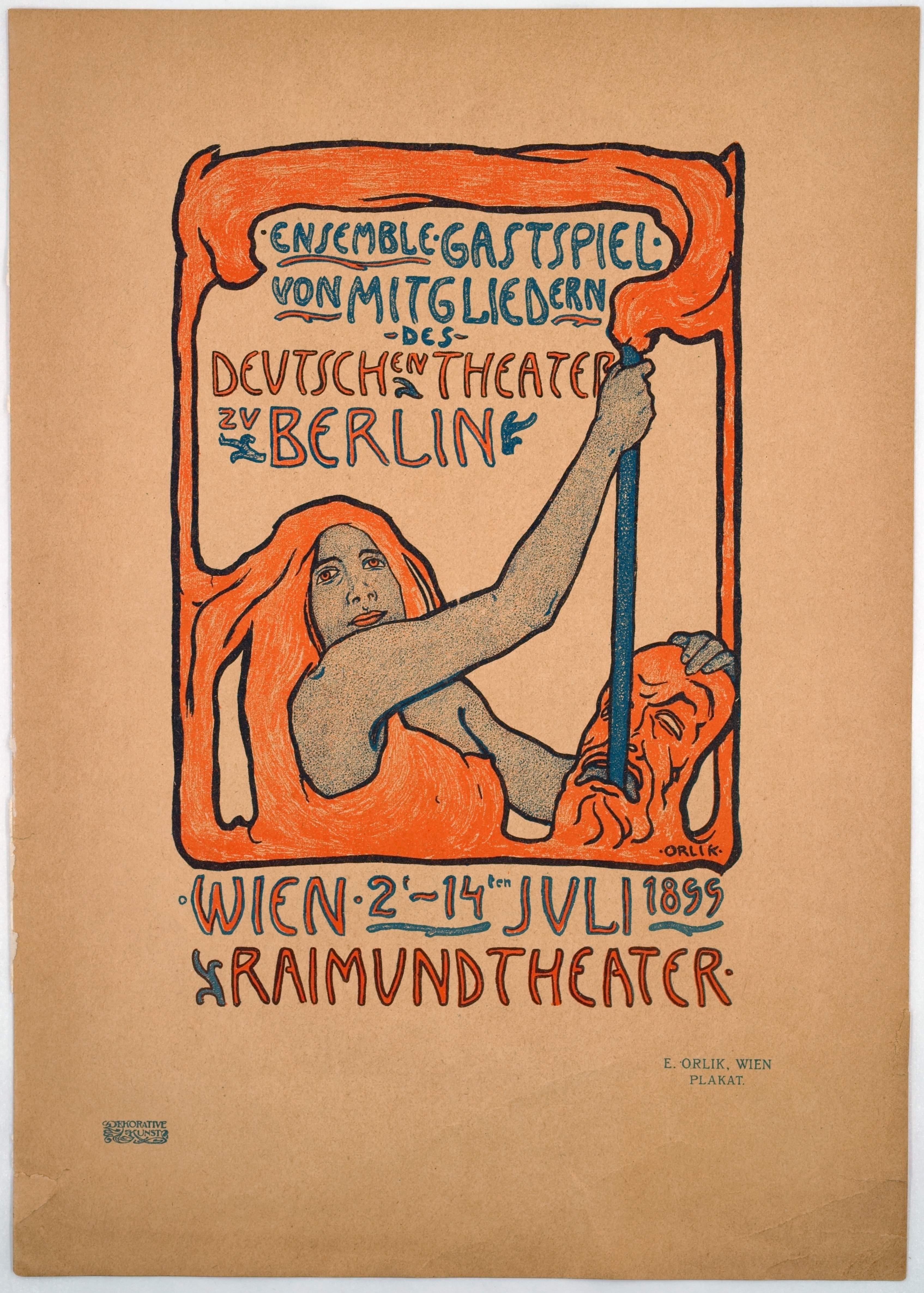Performance von Mitgliedern des Deutschen Theaters zu Berlin / - Ornamental Flow - (Jugendstil), Print, von Emil Orlik