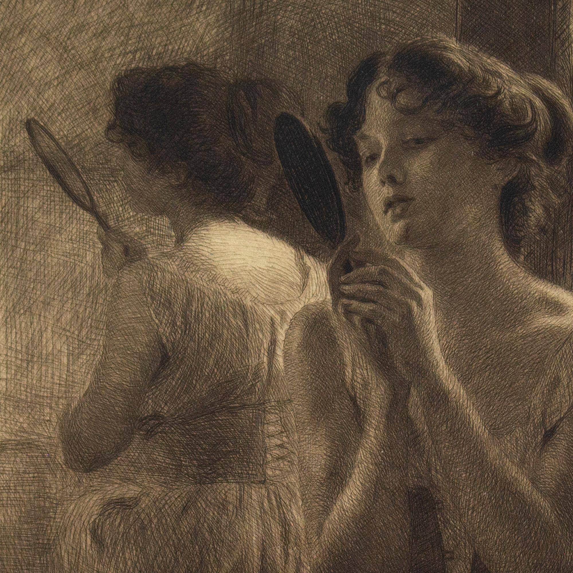 Emil Rosenstand, Young Women With Mirror, Etching 2