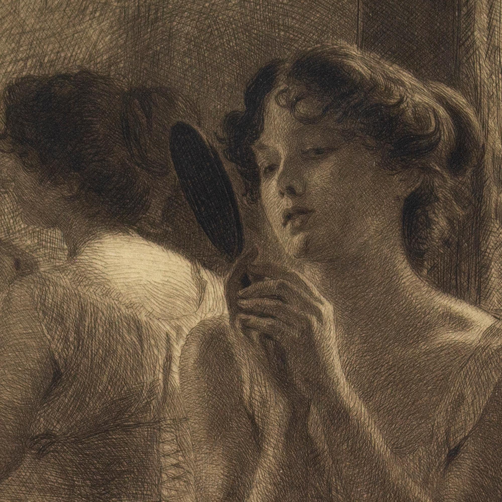 Emil Rosenstand, Young Women With Mirror, Etching 4