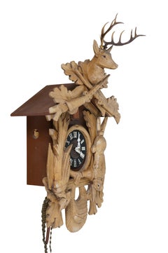 Emil Schmeckenbecher Deutsche 8 Tage Black Forest Fasan-Hirsch-Jagd Kuckucksuhr