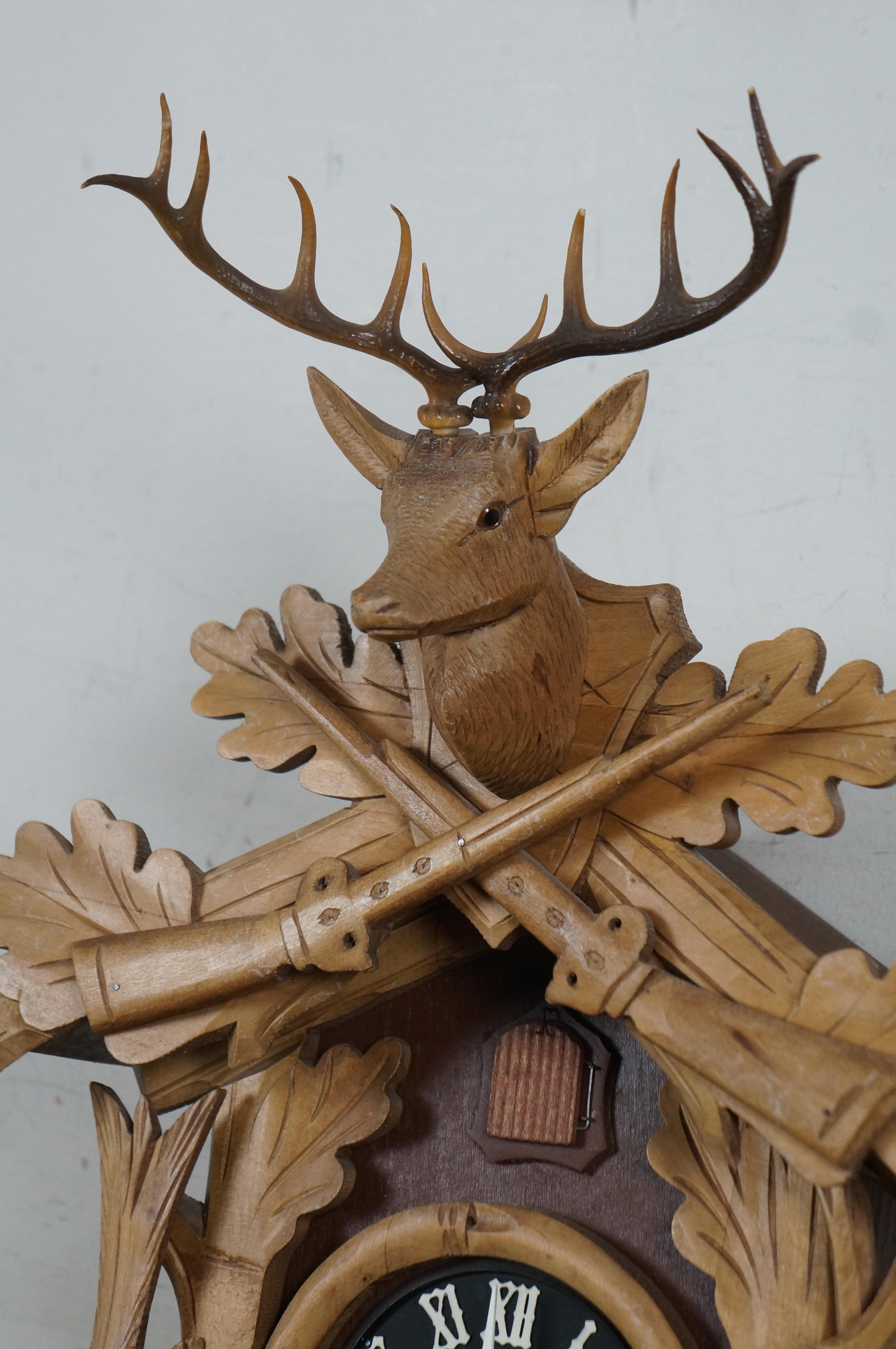 Emil Schmeckenbecher Deutsche 8 Tage Black Forest Fasan-Hirsch-Jagd Kuckucksuhr im Angebot 1