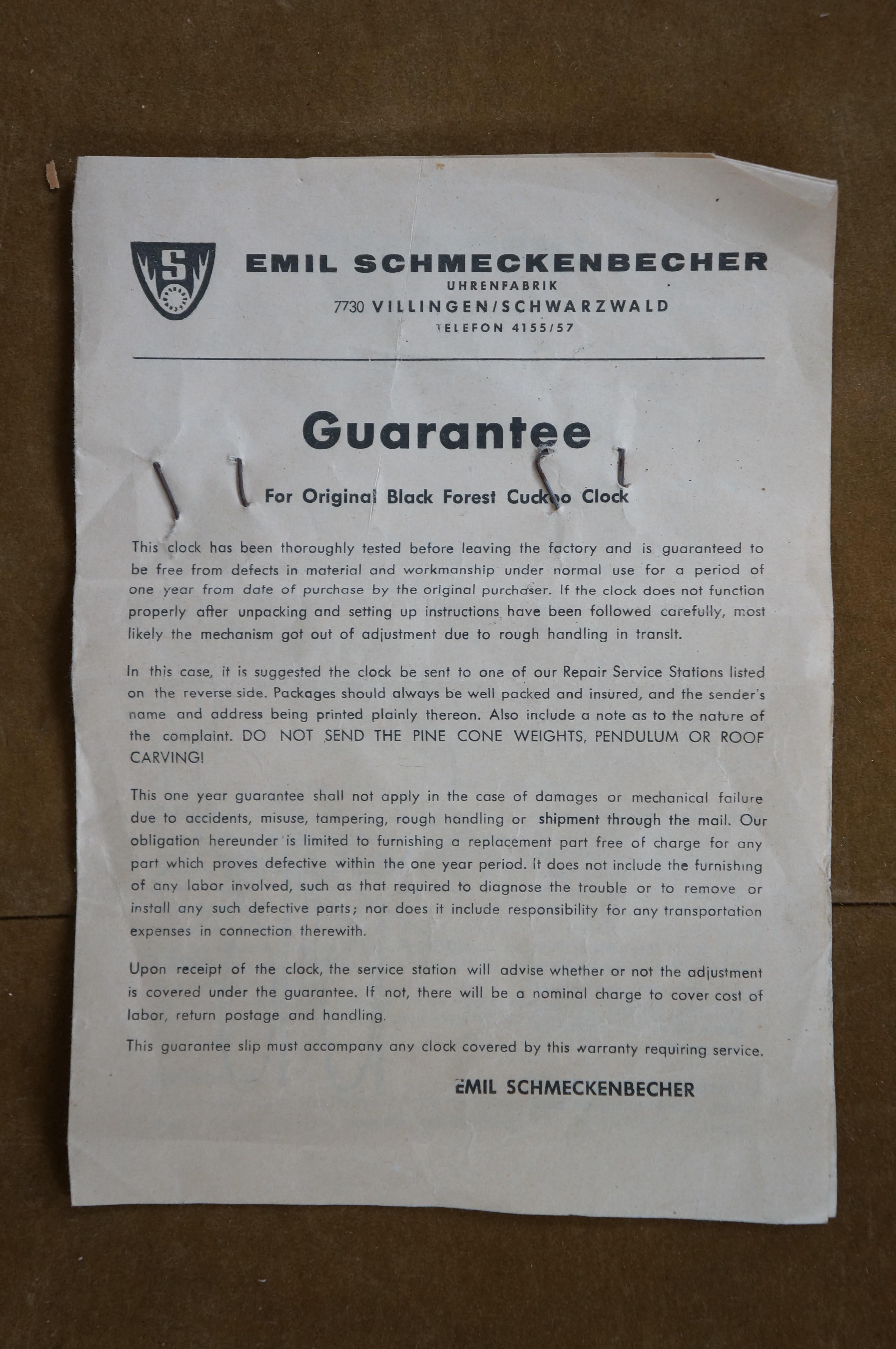 Emil Schmeckenbecher German 8 Day Farmers Daughter Musical Cuckoo Clock 9