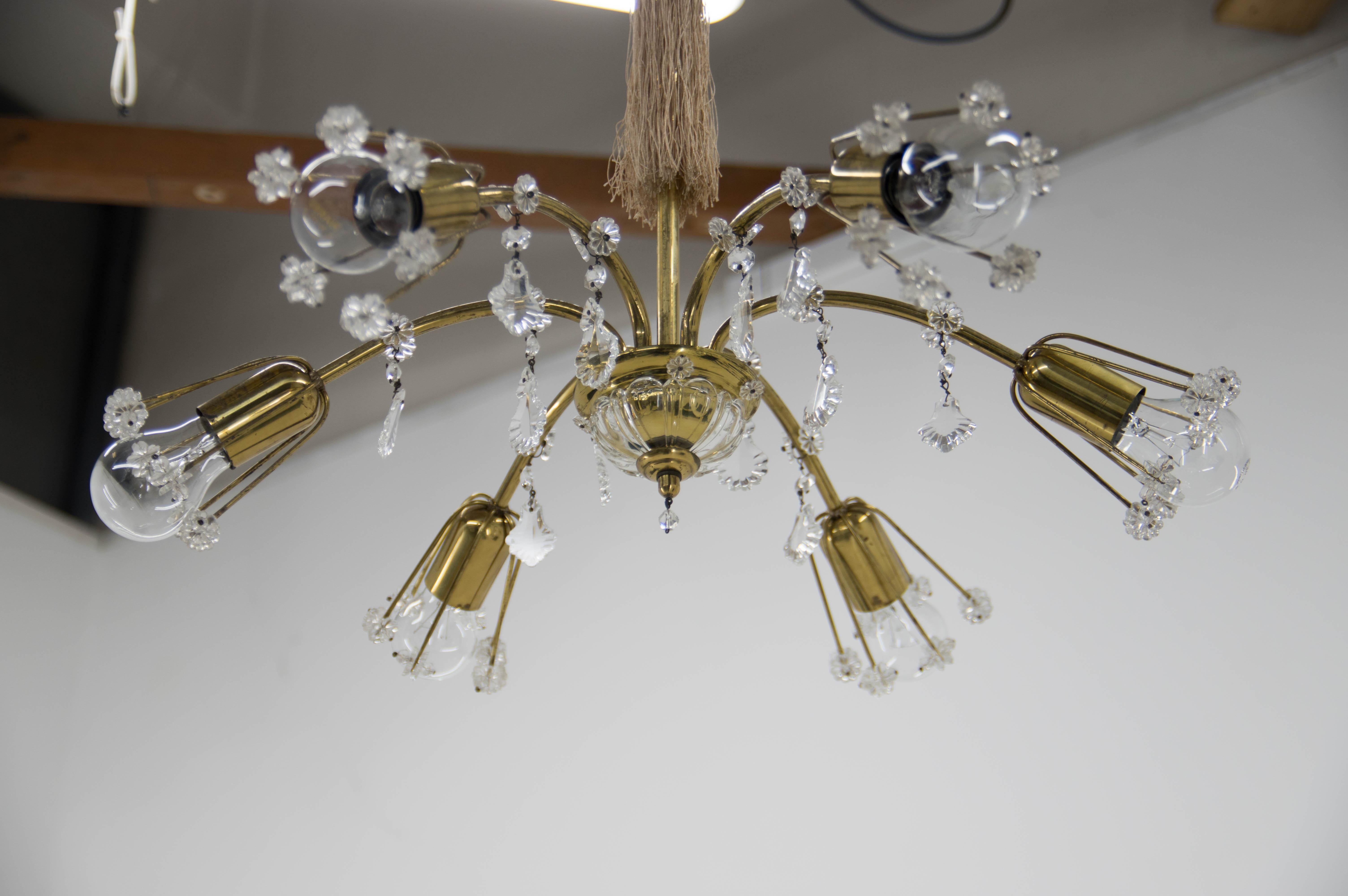 Lustre à 6 flammes Emil Stejnar, Autriche, années 1950 Bon état - En vente à Praha, CZ