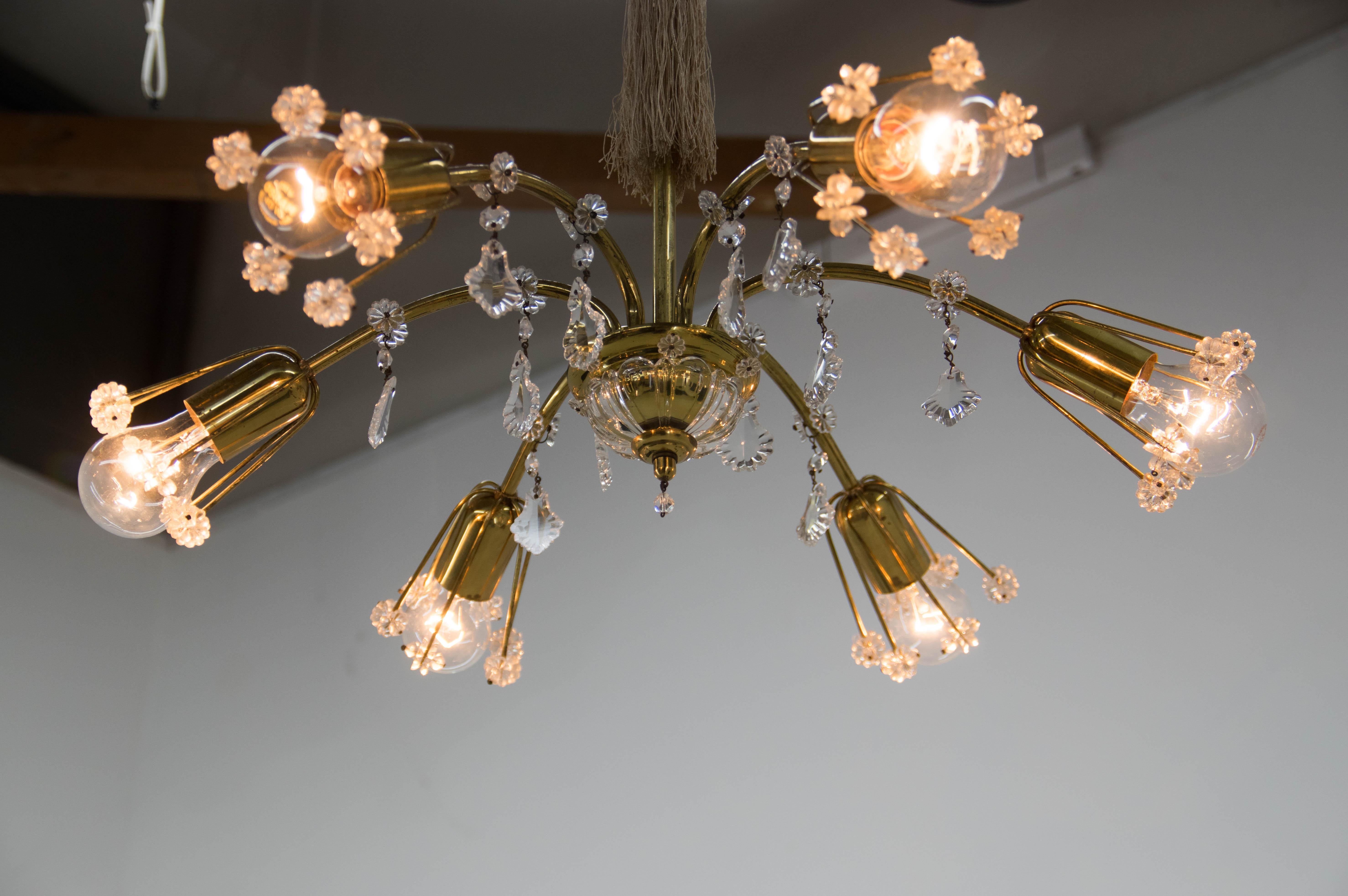 Milieu du XXe siècle Lustre à 6 flammes Emil Stejnar, Autriche, années 1950 en vente