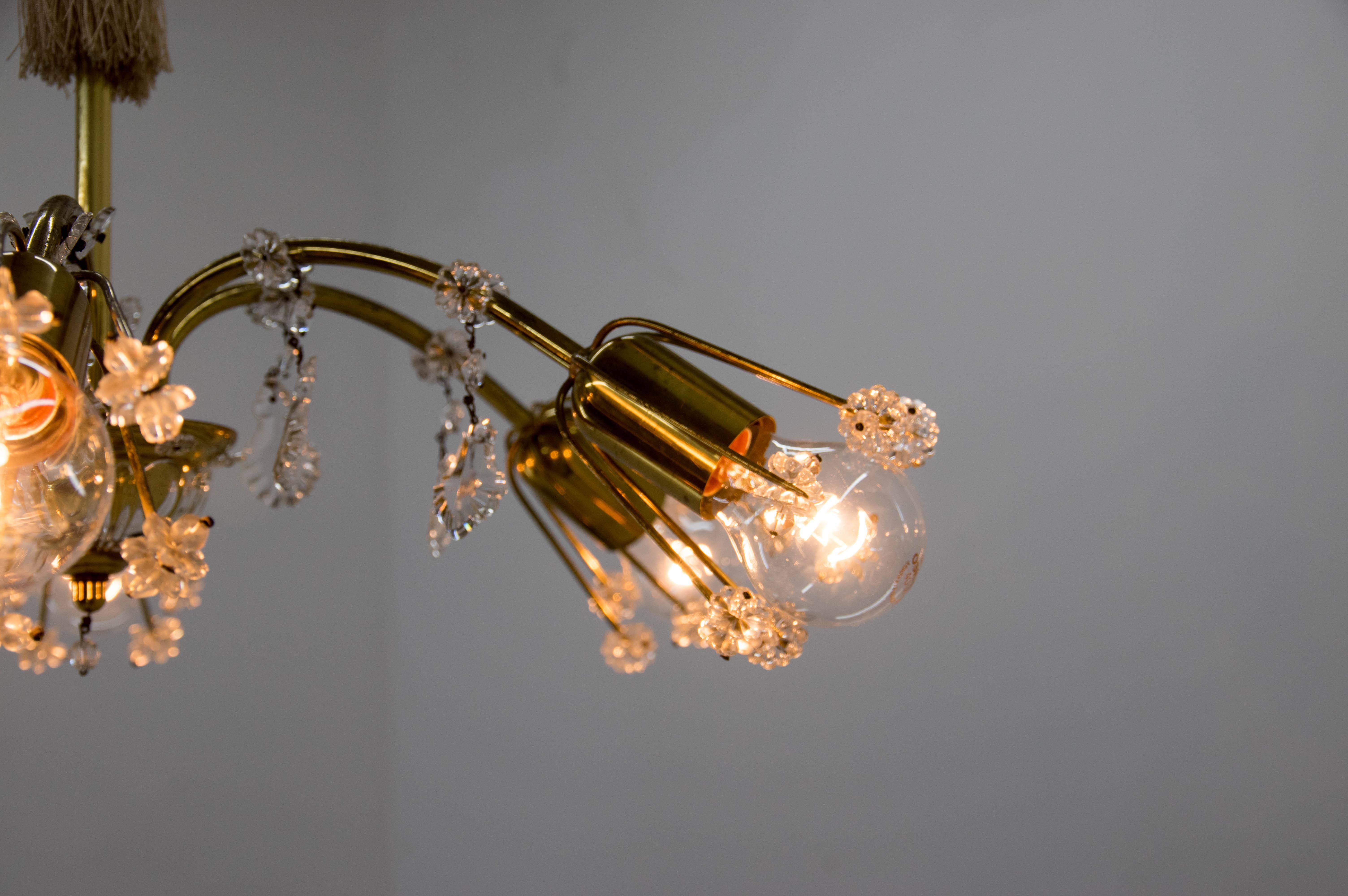 Laiton Lustre à 6 flammes Emil Stejnar, Autriche, années 1950 en vente