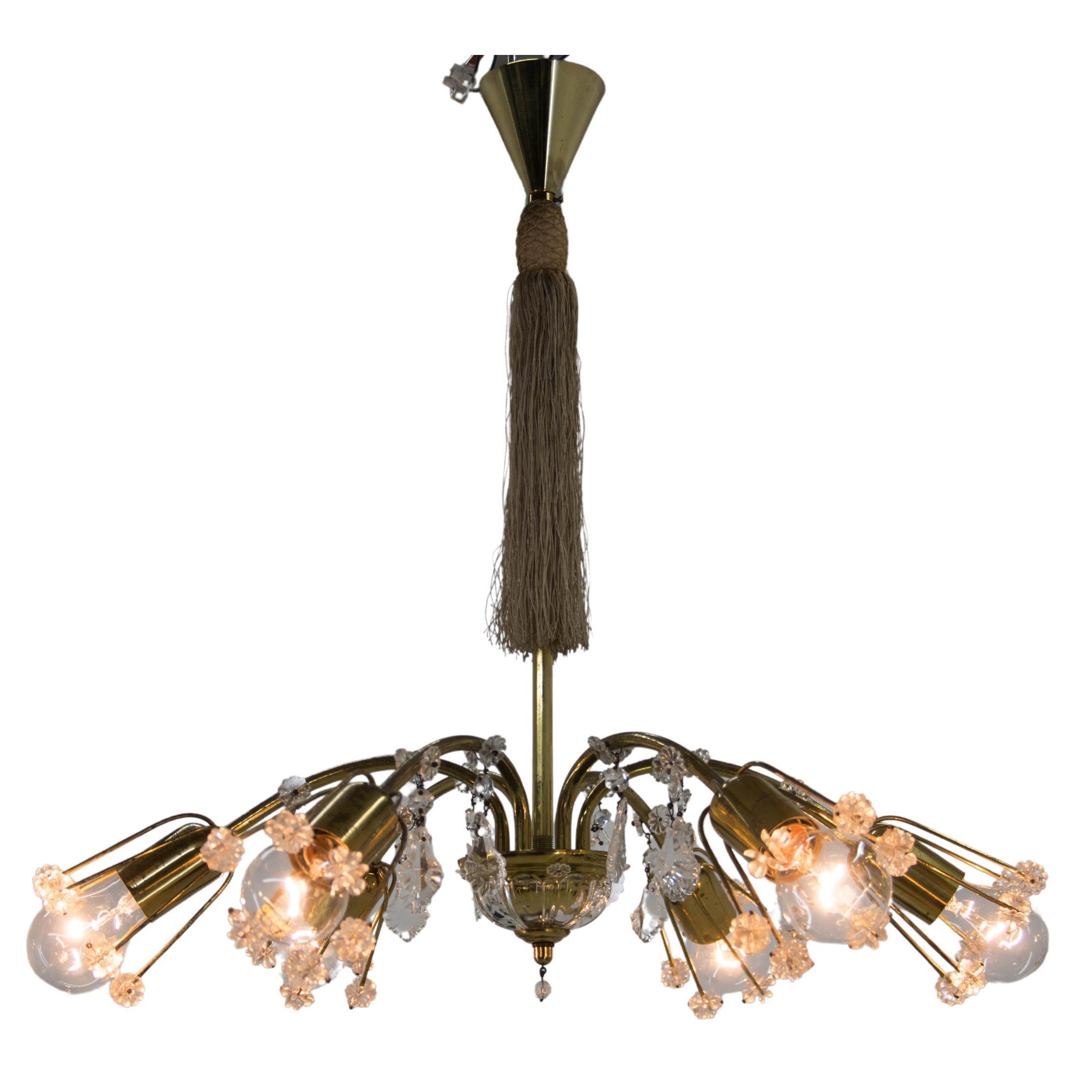 Emil Stejnar 6-Flamming Chandelier, Austria, 1950s
