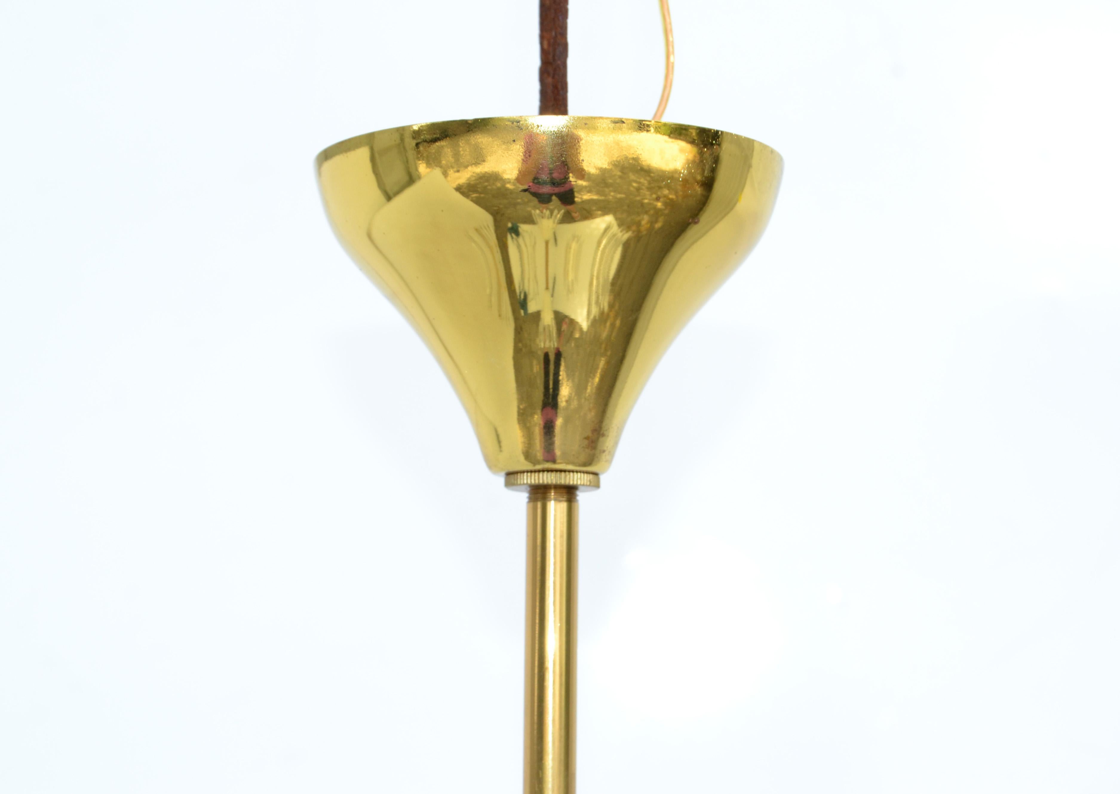 Emil Stejnar Austria Six Light Brass Blown Glass Flush Mount Sputnik Orbit, 1950 For Sale 6
