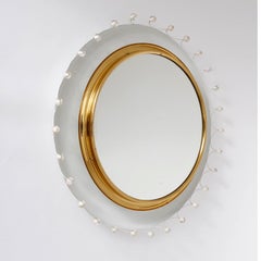 Espejo retroiluminado Emil Stejnar, Rupert Nikoll, latón vidrio metal blanco, años 50