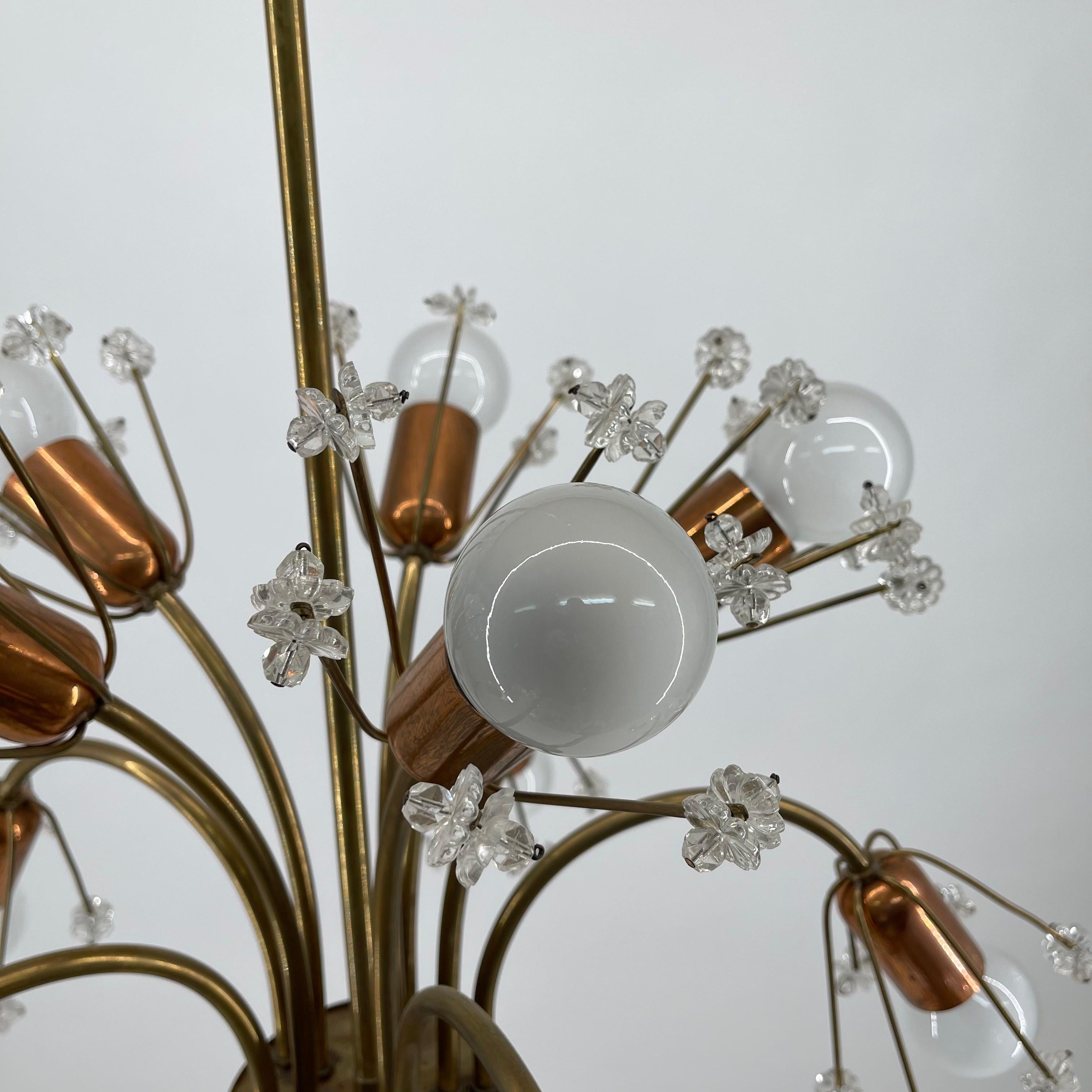 Emil Stejnar Bouquette of Flowers Brass Cooper Chandelier, Austria, 1950s In Good Condition For Sale In Vienna, AT