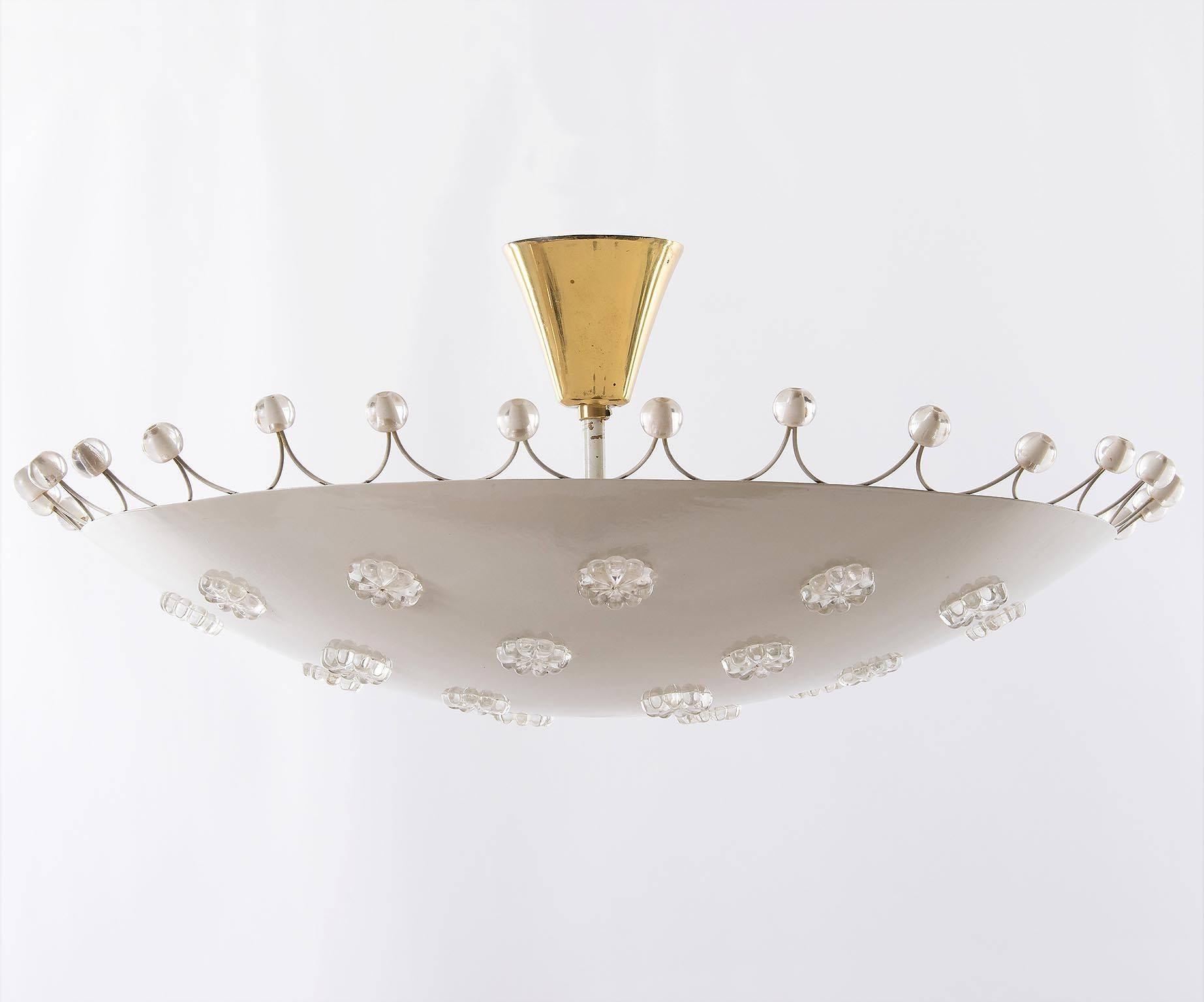 Mid-Century Modern Emil Stejnar Bowl Flush Mount Light Chandelier for Rupert Nikoll, 1950s