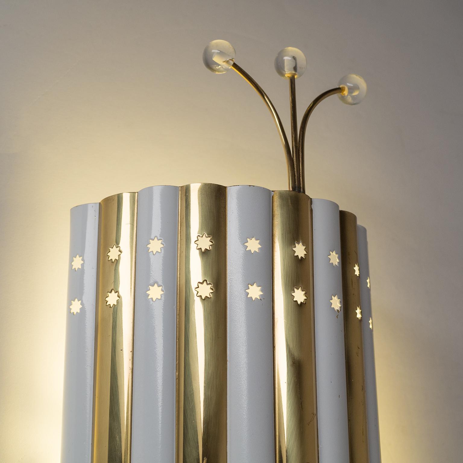 Austrian Rare Brass and Glass Sconces, 1950s For Sale
