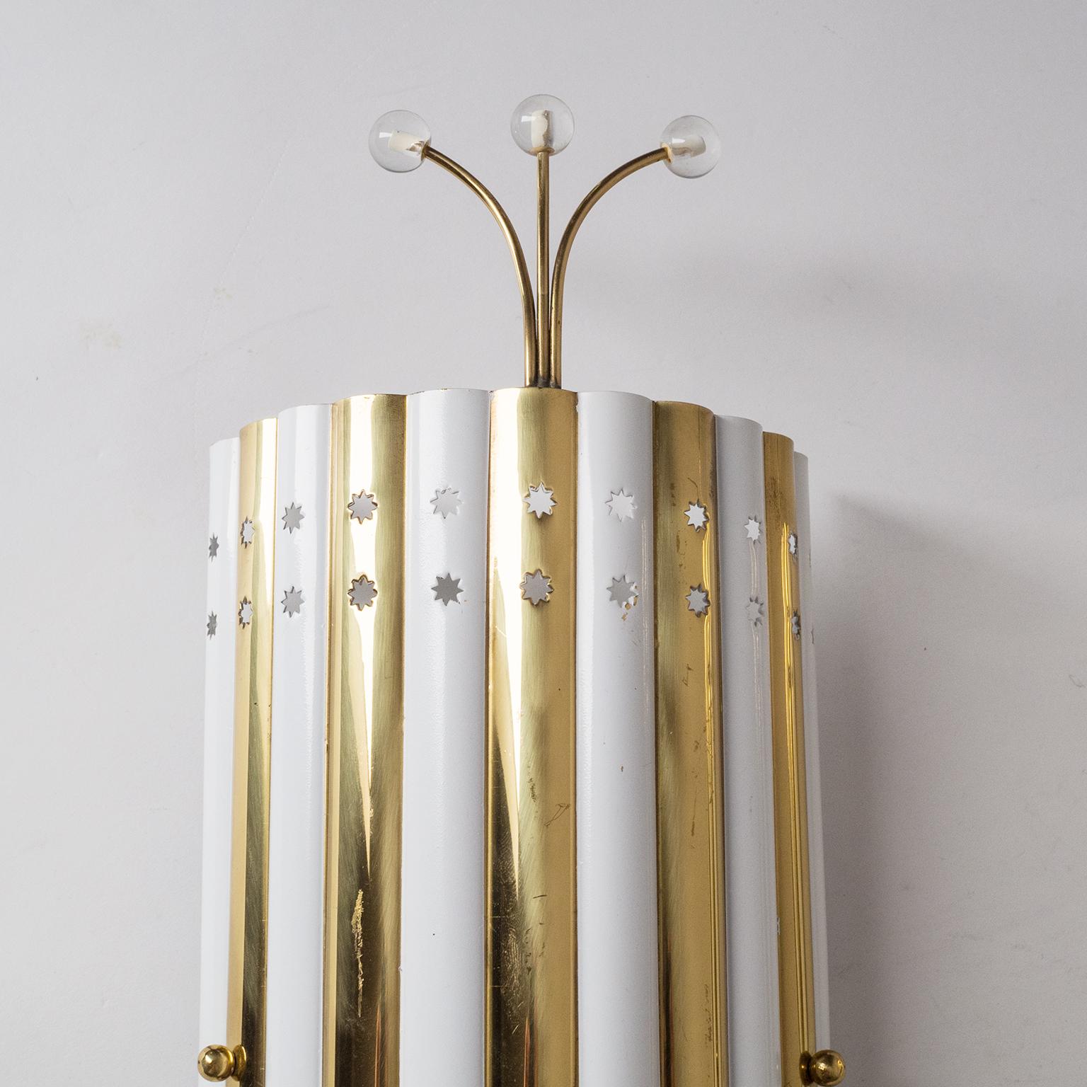 Mid-20th Century Rare Brass and Glass Sconces, 1950s For Sale