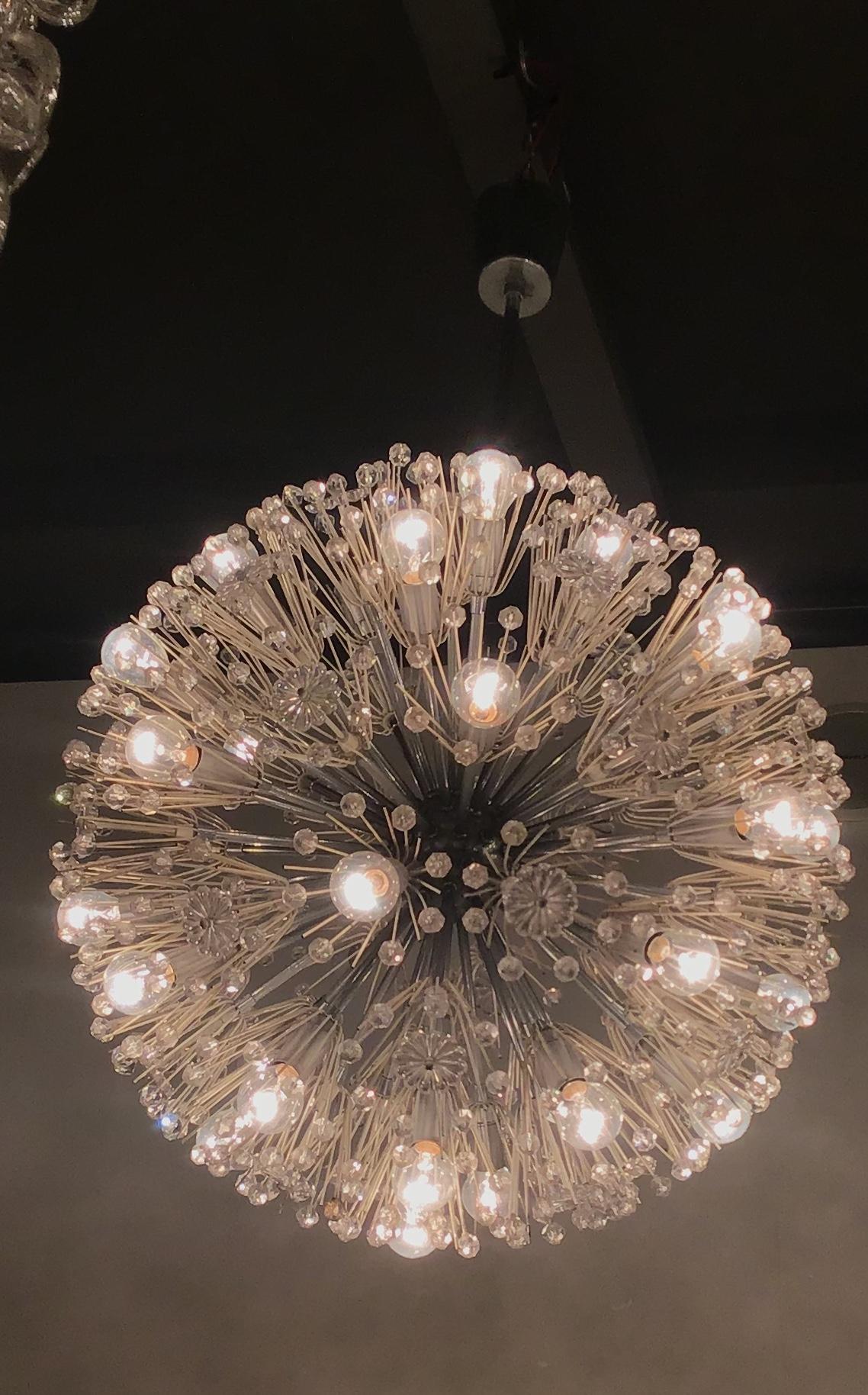 Emil Stejnar Chandelier Sputnik 1955 Metal Iron Plexiglass Austria 33 Lights For Sale 2