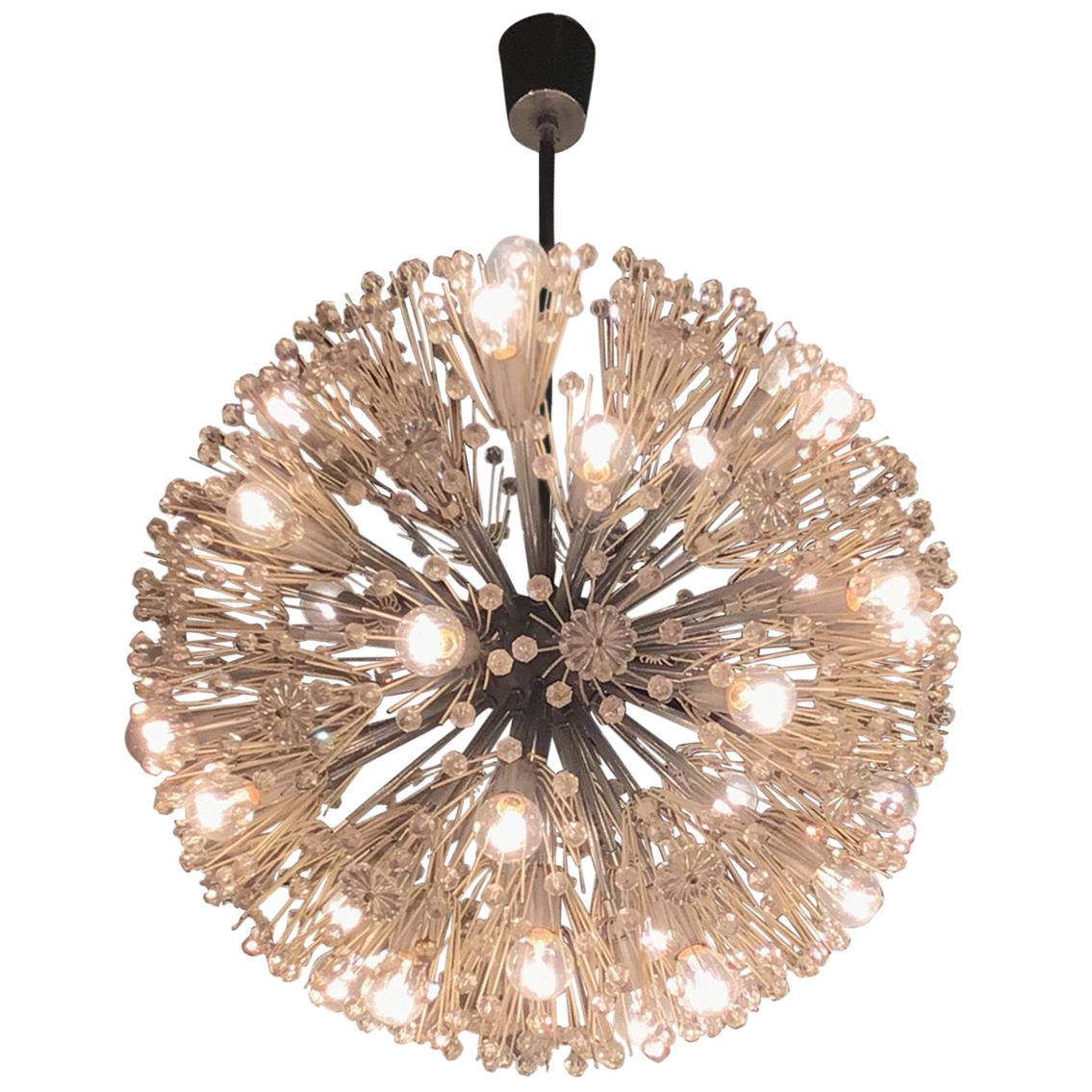 Emil Stejnar Chandelier Sputnik 1955 Metal Iron Plexiglass Austria 33 Lights