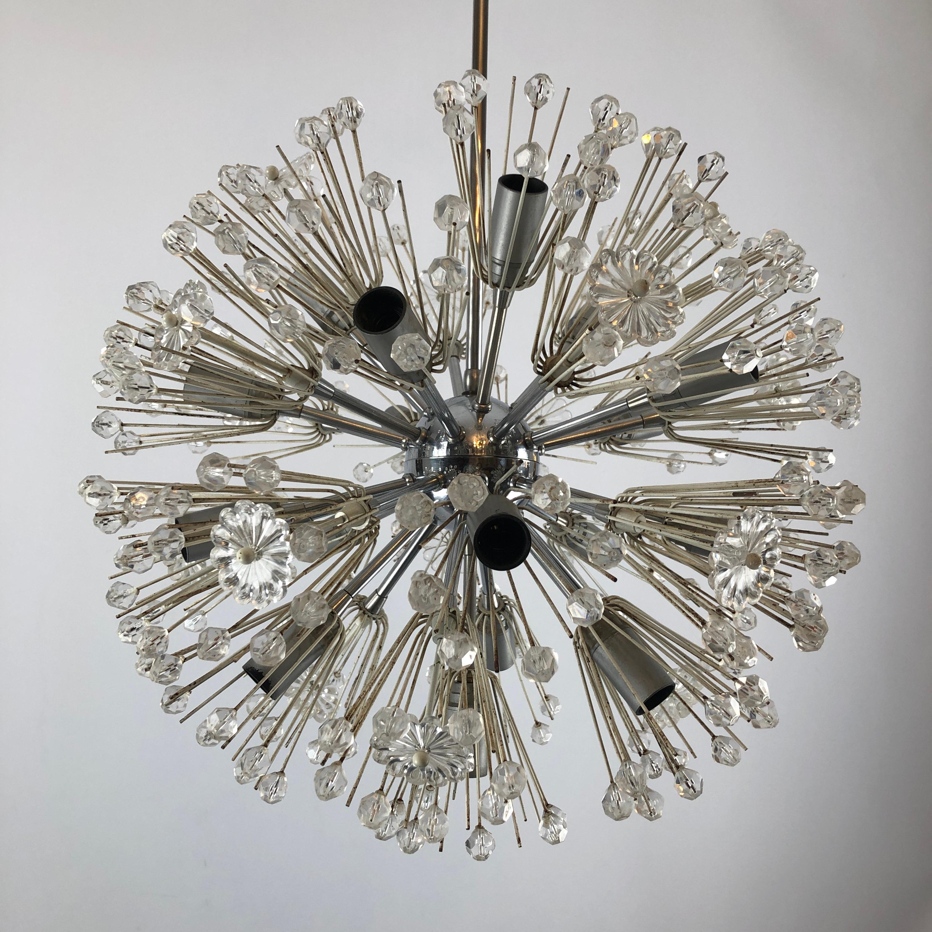 Austrian Emil Stejnar, Chrome and Glass Sputnik from 70s For Sale