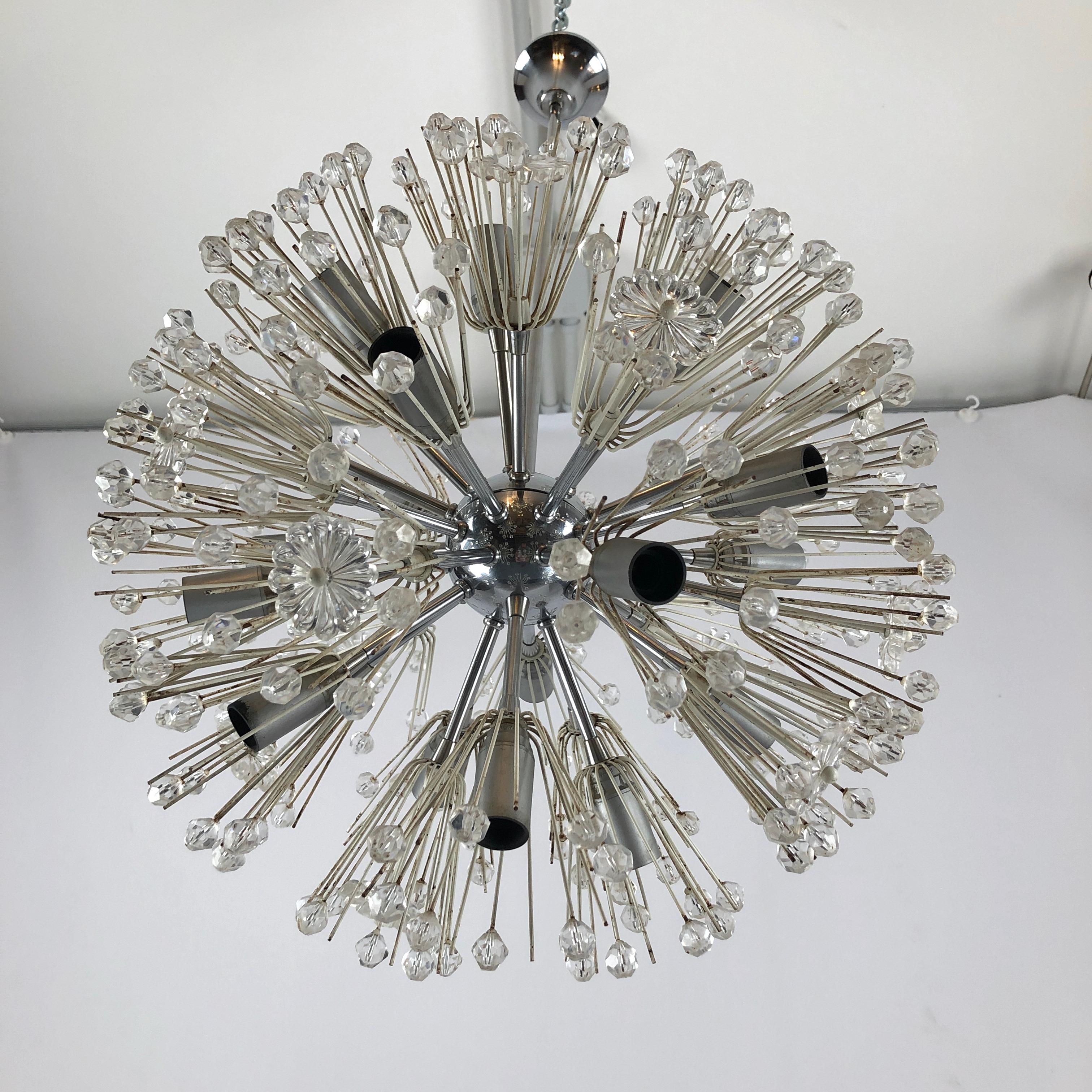 Late 20th Century Emil Stejnar, Chrome and Glass Sputnik from 70s For Sale