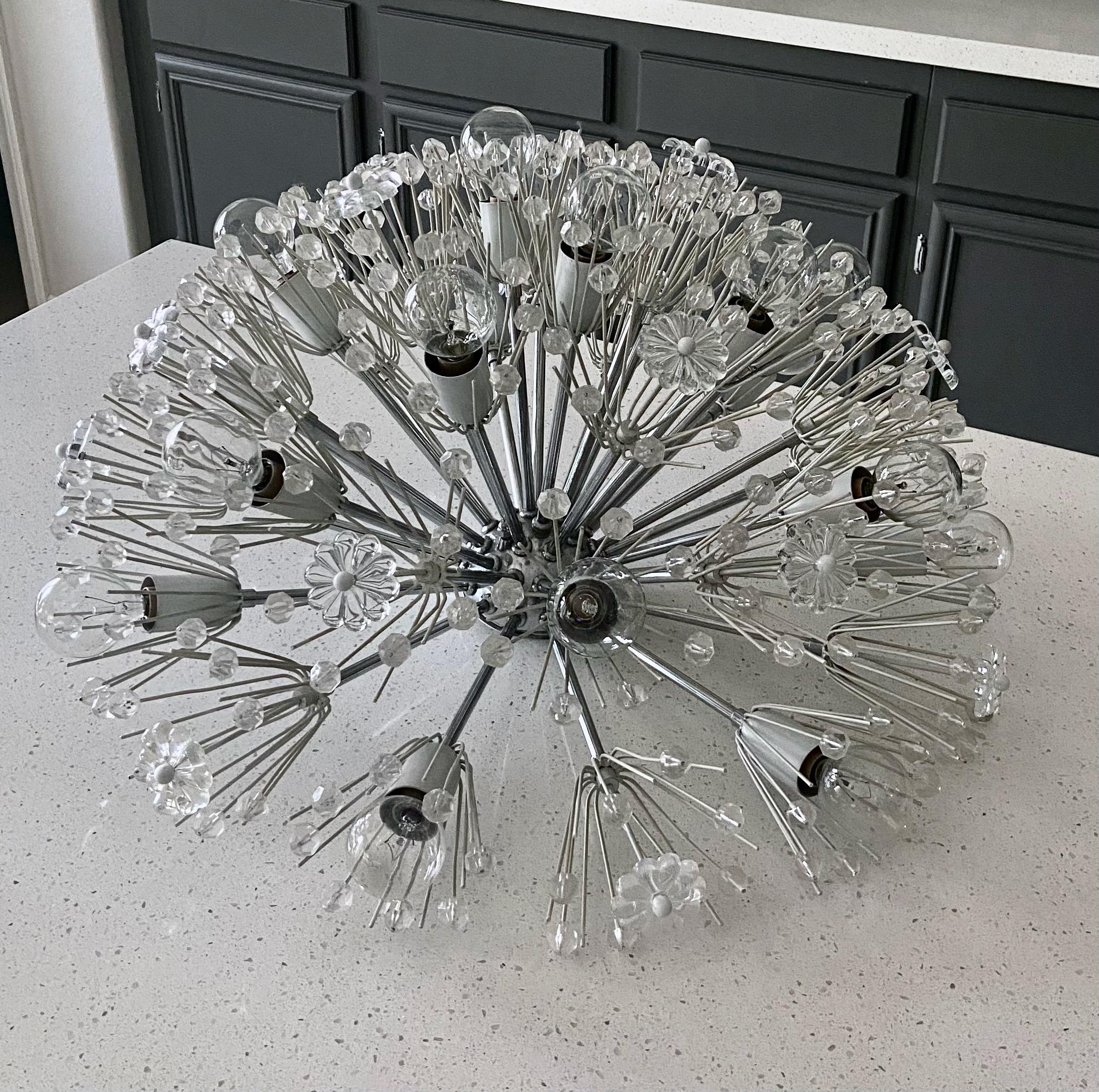 Mid-20th Century Emil Stejnar Chrome Flush Mount Sputnik Snowball Chandelier For Sale