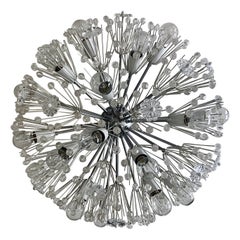 Emil Stejnar, Sputnik-Schneeflocken-Kronleuchter, Chrom, Einbaubeleuchtung