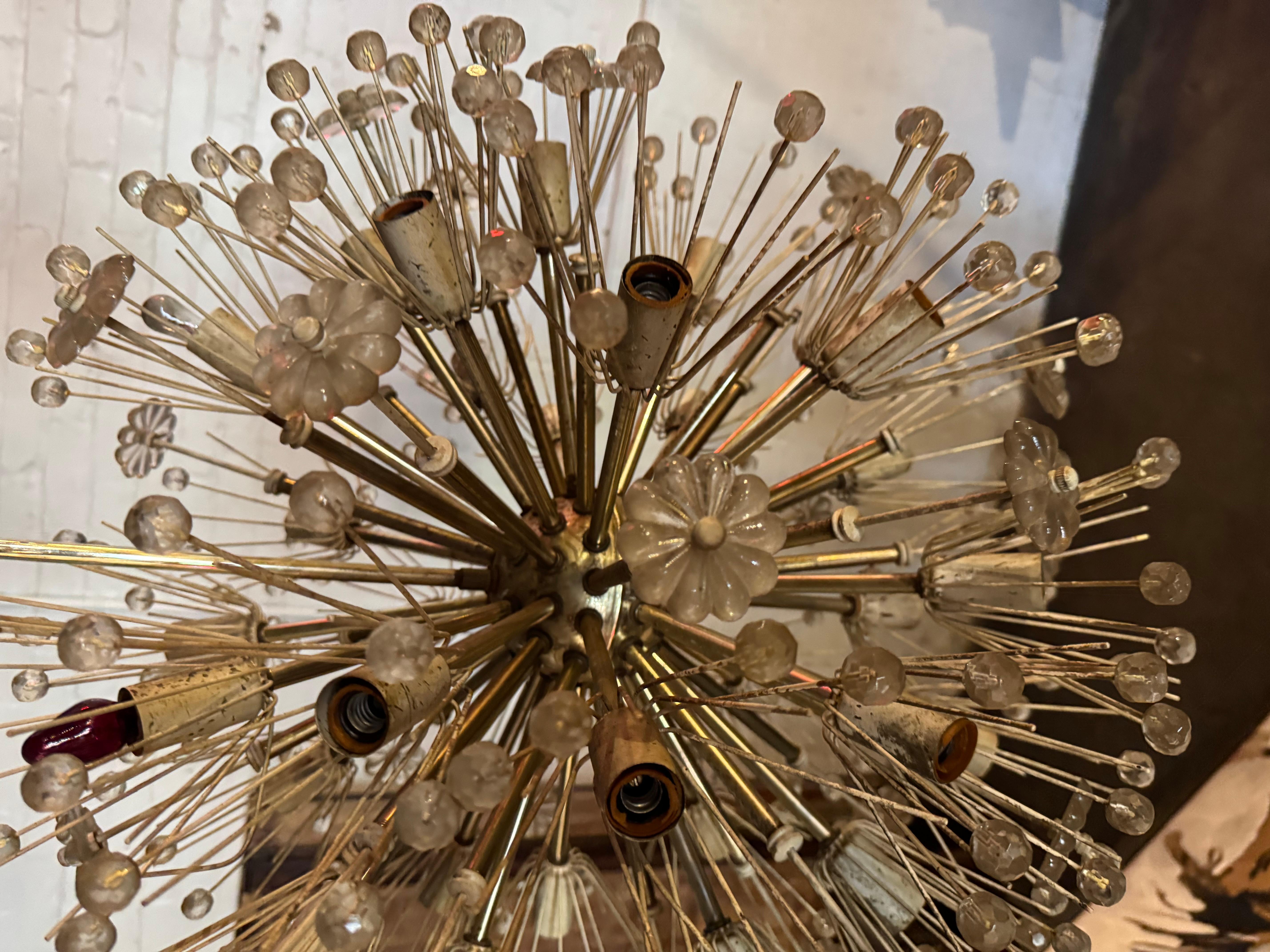 Classic Emil Stejnar Dandelion, Sputnik Snowball Pendant Chandelier, Very usable 