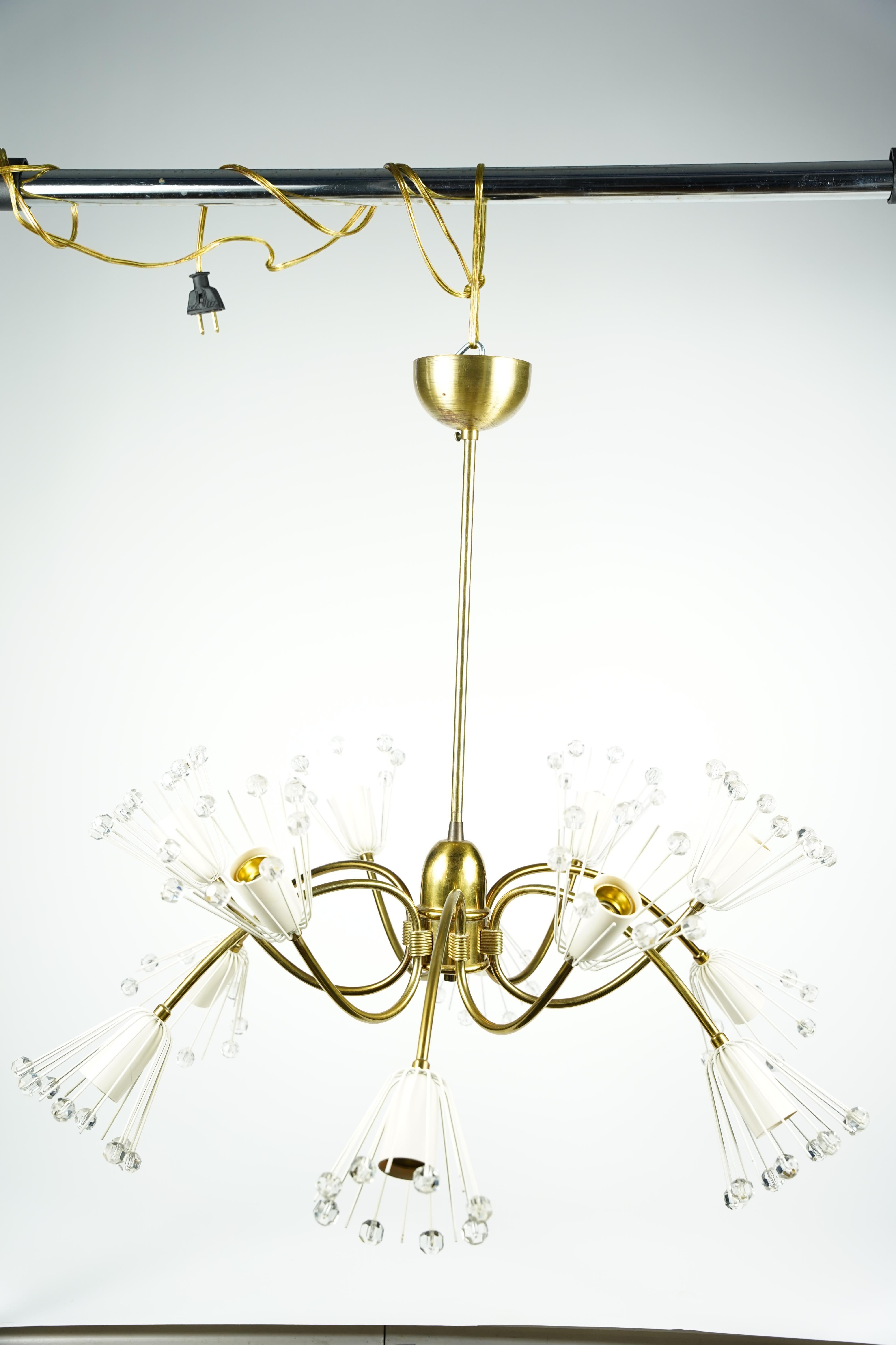 Emil Stejnar per Rupert Nikoll Lampadario a 12 bracci in ottone, Austria, 1950 in vendita 2
