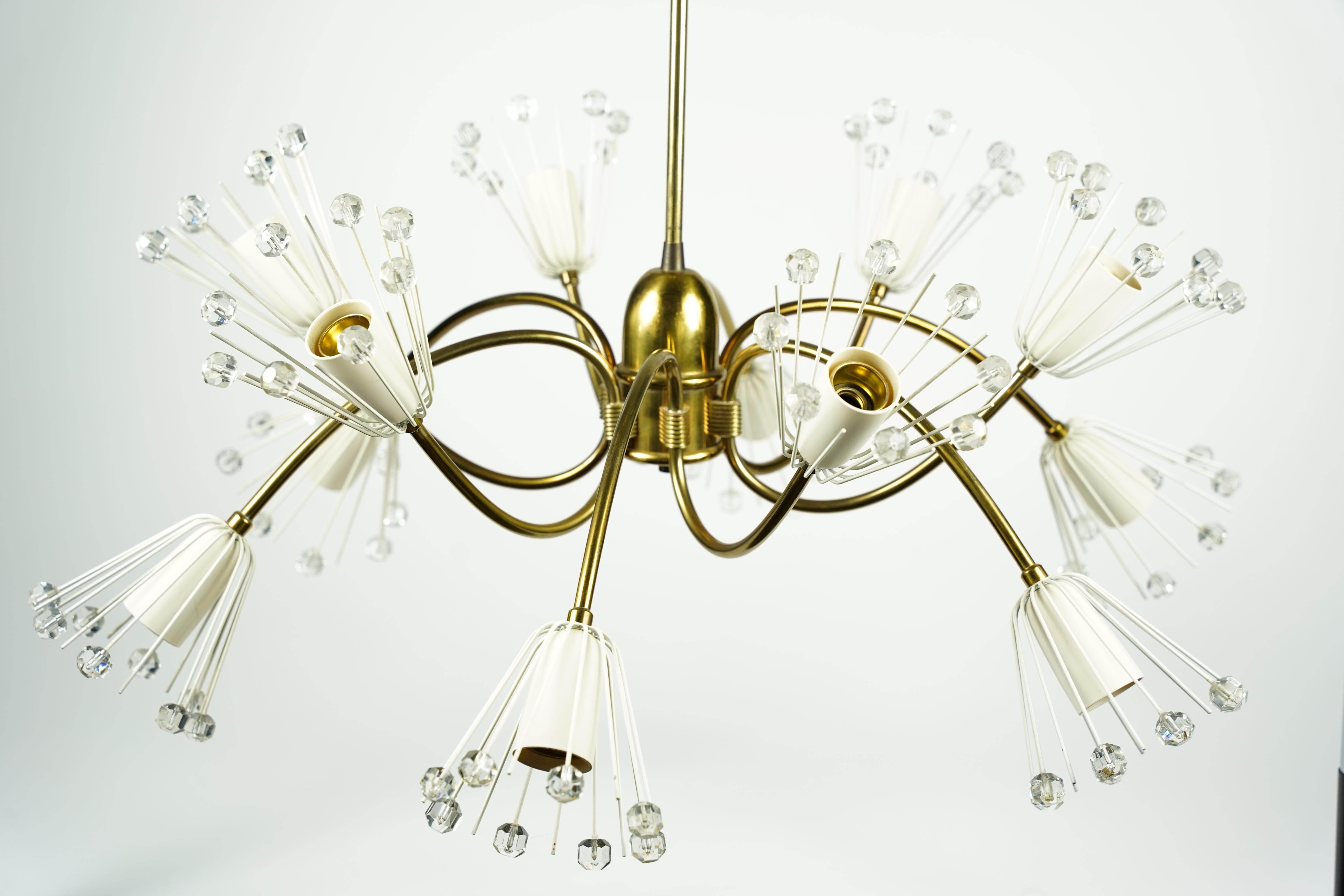 Emil Stejnar per Rupert Nikoll Lampadario a 12 bracci in ottone, Austria, 1950 in vendita 3