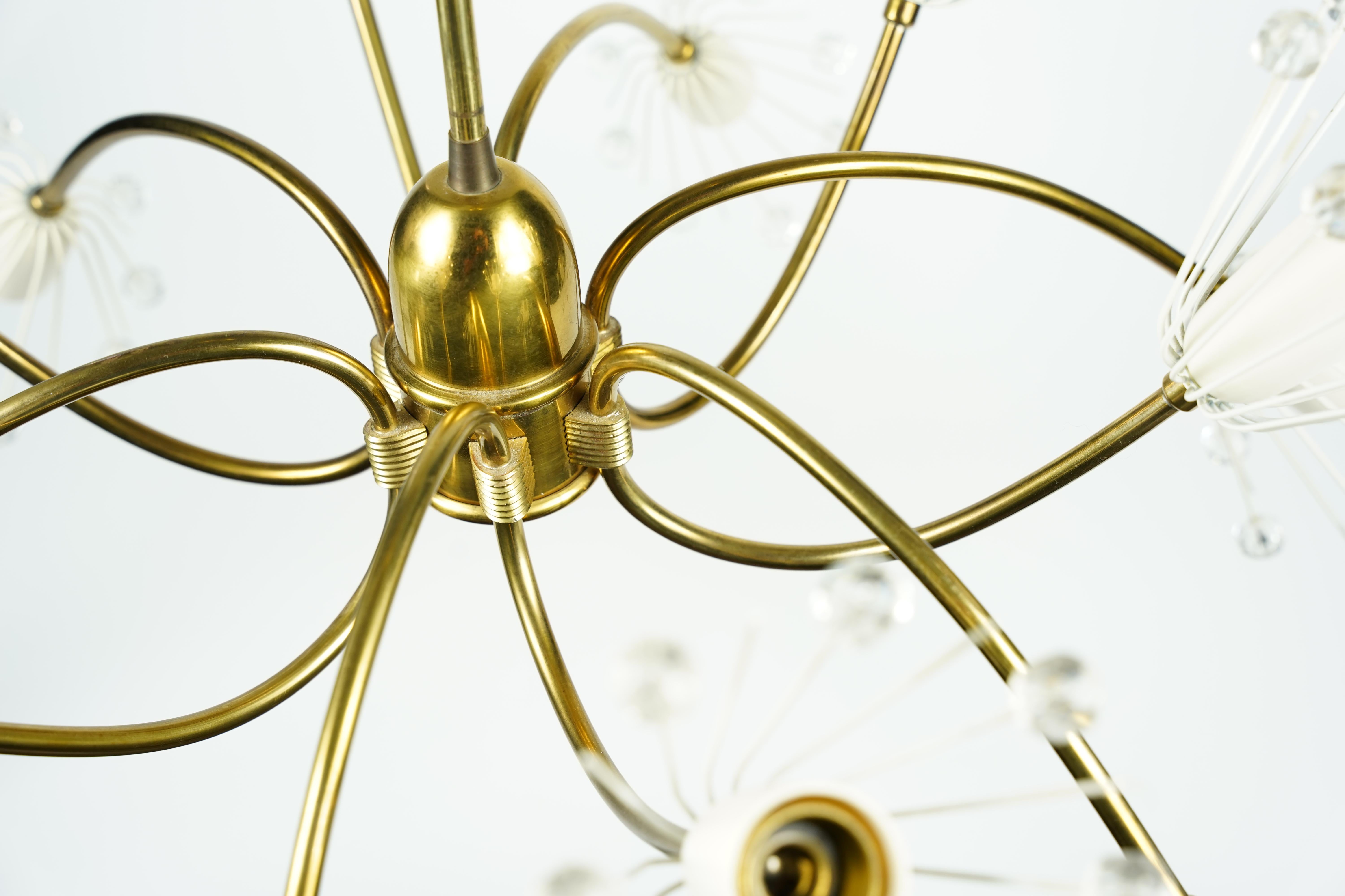 Emil Stejnar per Rupert Nikoll Lampadario a 12 bracci in ottone, Austria, 1950 in vendita 4
