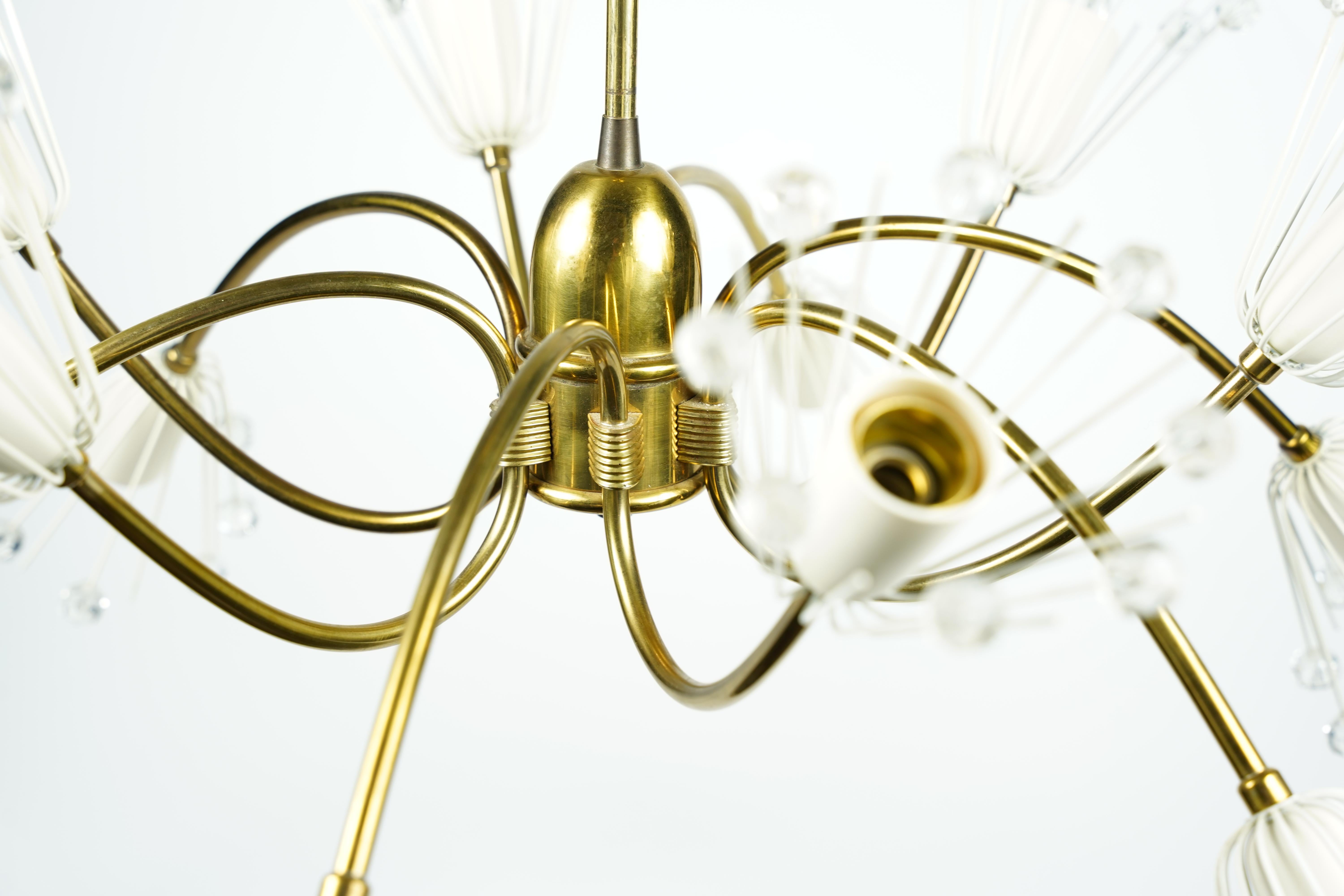 XX secolo Emil Stejnar per Rupert Nikoll Lampadario a 12 bracci in ottone, Austria, 1950 in vendita