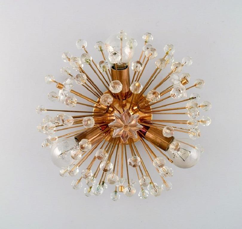 Mid-Century Modern Emil Stejnar for Rupert Nikoll, a Pair of Wall Lamps in Art Glass and Brass For Sale