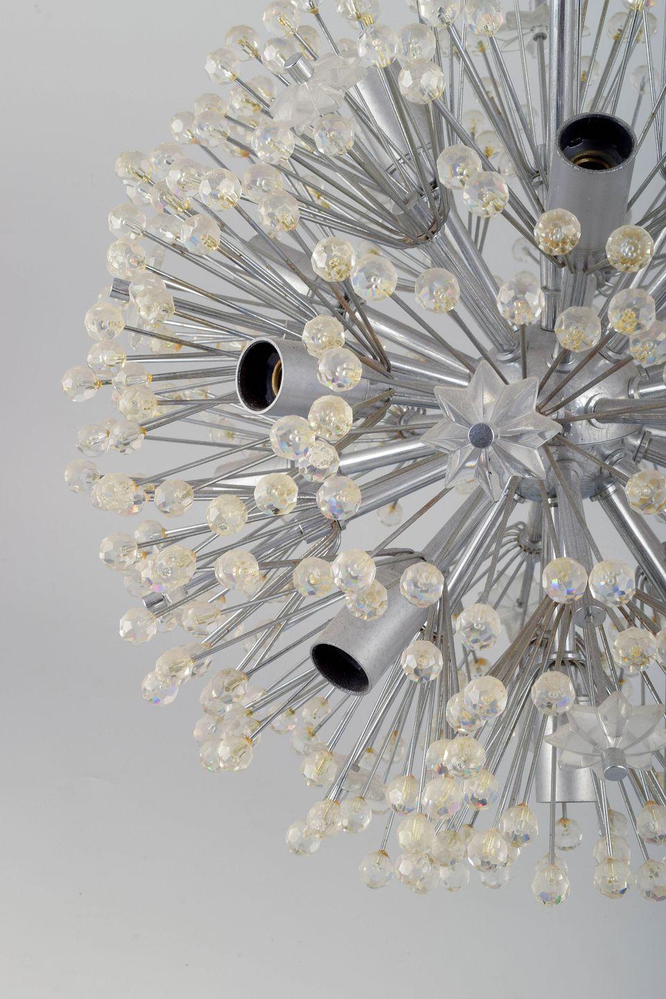 Mid-Century Modern Emil Stejnar for Rupert Nikoll, Austria. Dandelion Sputnik chandelier, 1955 For Sale