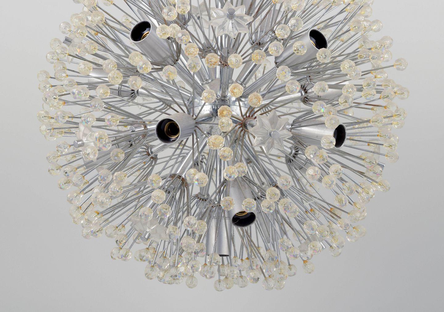 Mid-20th Century Emil Stejnar for Rupert Nikoll, Austria. Dandelion Sputnik chandelier, 1955 For Sale