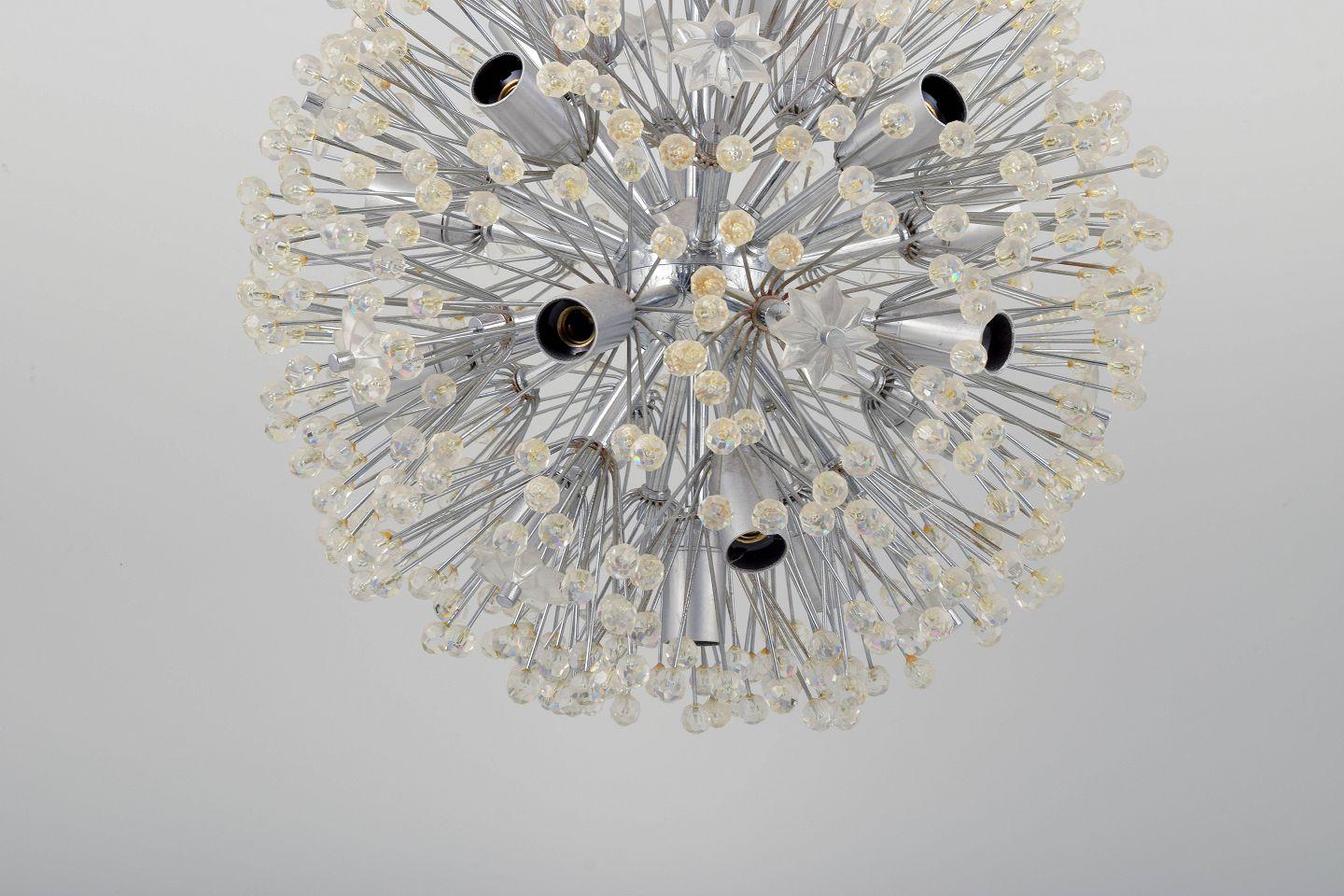 Metal Emil Stejnar for Rupert Nikoll, Austria. Dandelion Sputnik chandelier, 1955 For Sale