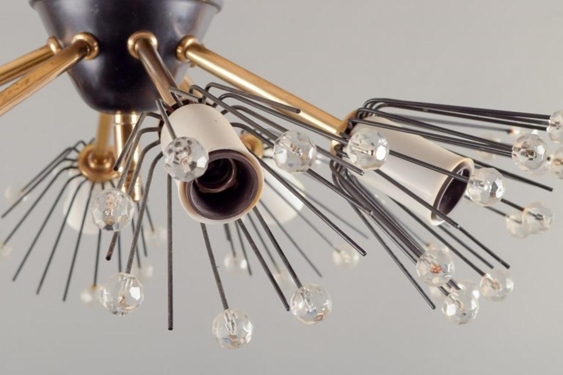Moderno Emil Stejnar per Rupert Nikoll, Austria. Lampada da soffitto a otto bracci, anni '60 in vendita