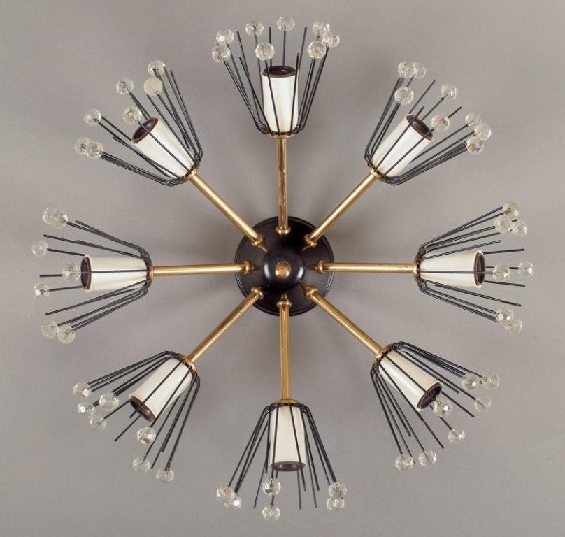 Emil Stejnar per Rupert Nikoll, Austria. Lampada da soffitto a otto bracci, anni '60 In condizioni ottime in vendita a København, Copenhagen