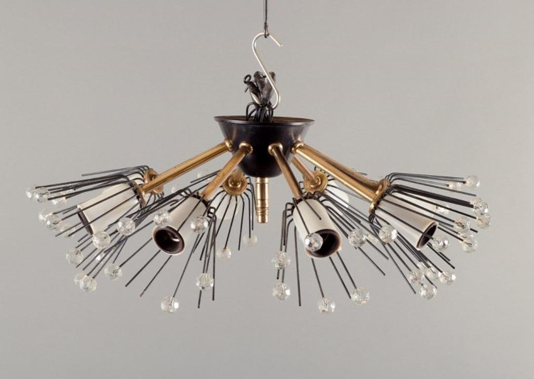 Emil Stejnar per Rupert Nikoll, Austria. Lampada da soffitto a otto bracci, anni '60 in vendita 2