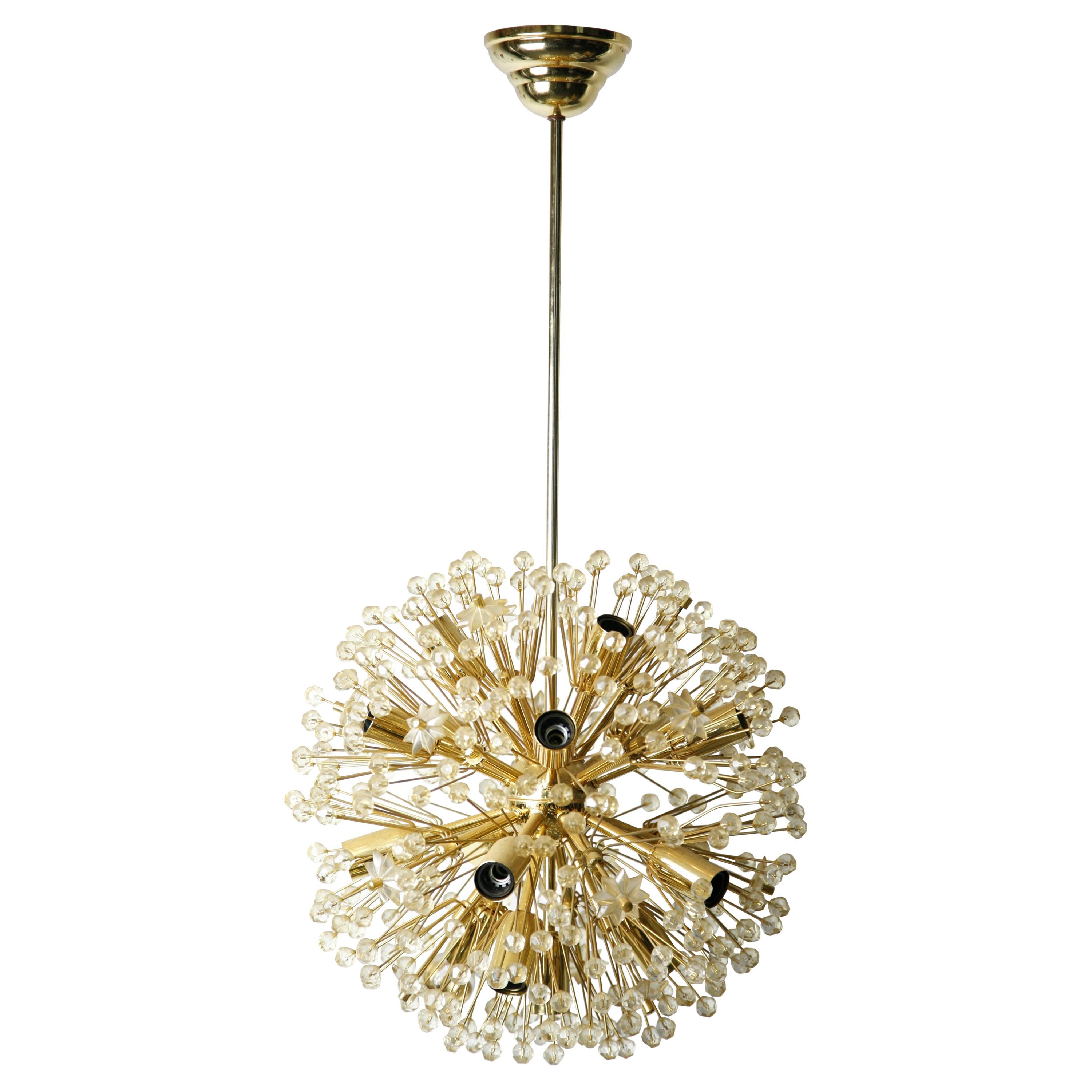 Emil Stejnar for Rupert Nikoll Brass and Glass Sputnik Chandelier, Austria, 1950