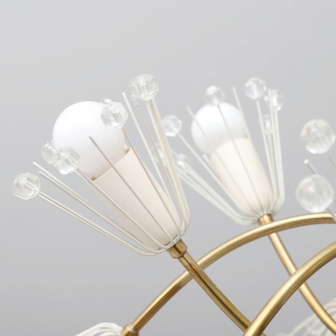 Beaded Emil Stejnar for Rupert Nikoll Brass Chandelier, Austria, 1950 For Sale