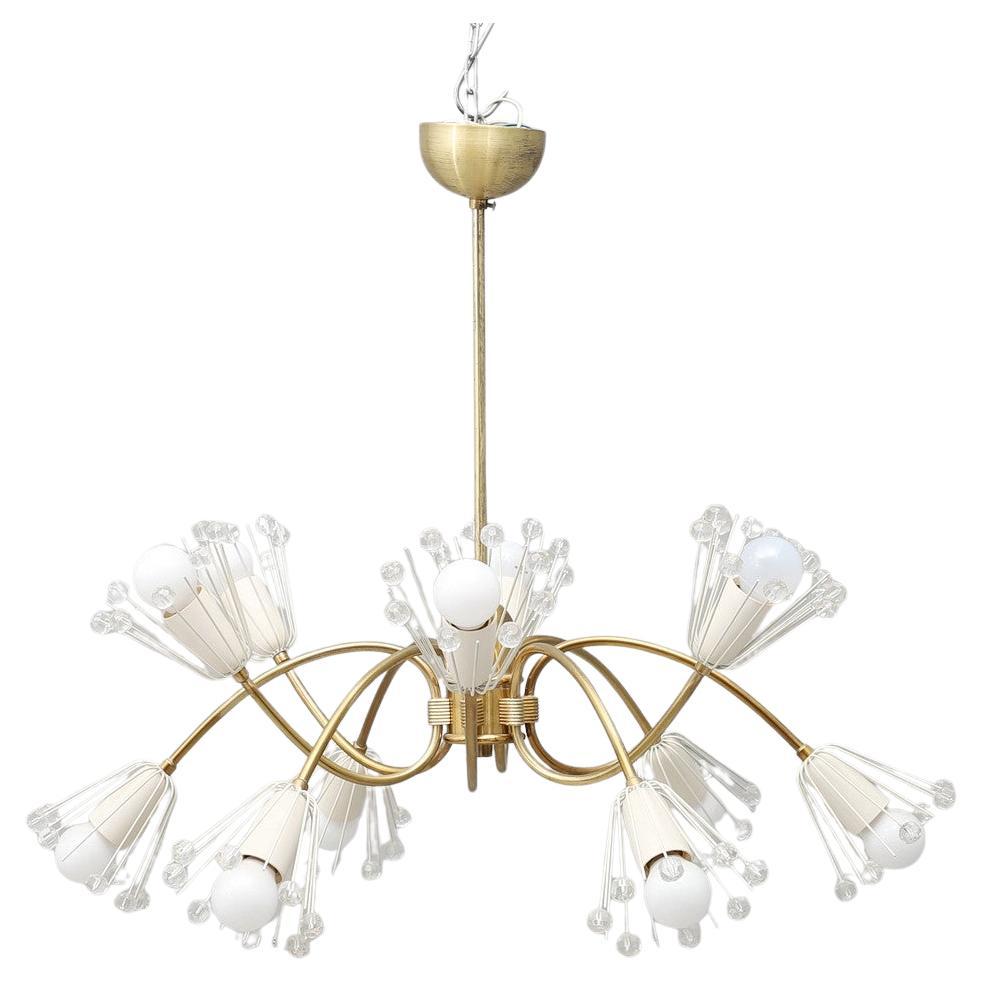 Emil Stejnar for Rupert Nikoll Brass Chandelier, Austria, 1950