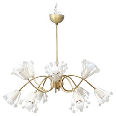 Emil Stejnar for Rupert Nikoll Brass Chandelier, Austria, 1950