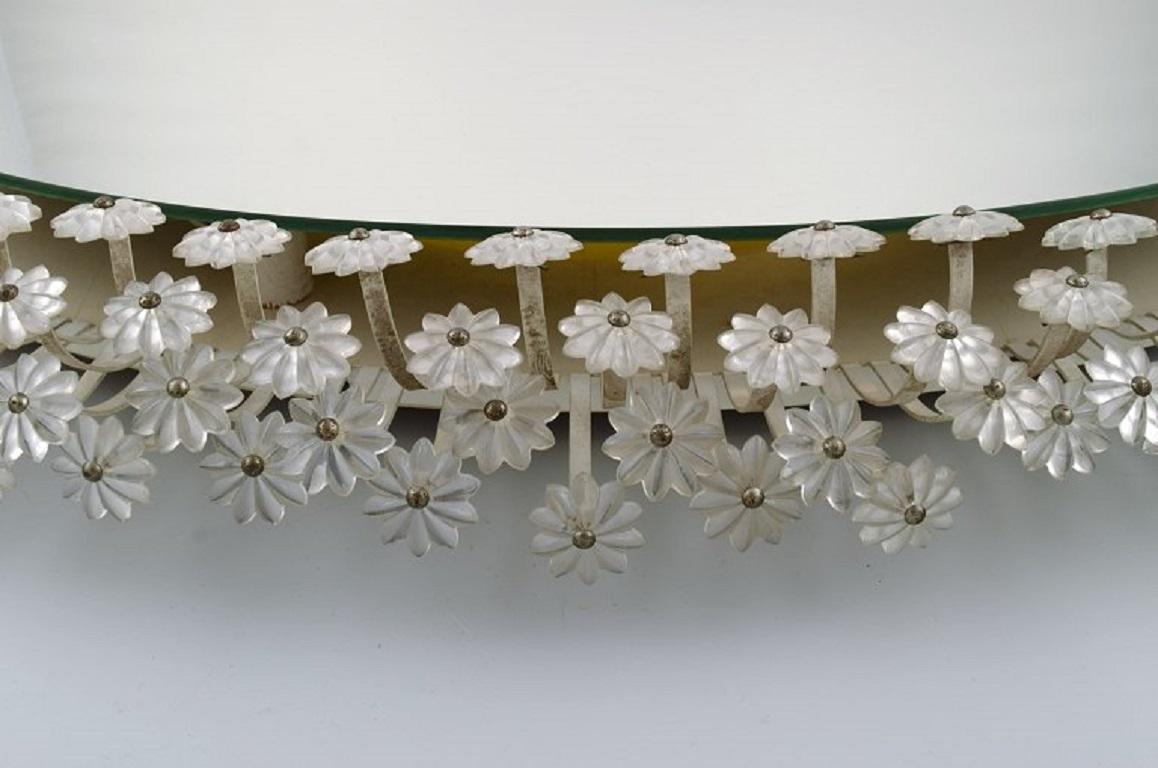 Emil Stejnar for Rupert Nikoll, Illuminated Mirror with Crystal Flowers In Excellent Condition For Sale In Copenhagen, DK