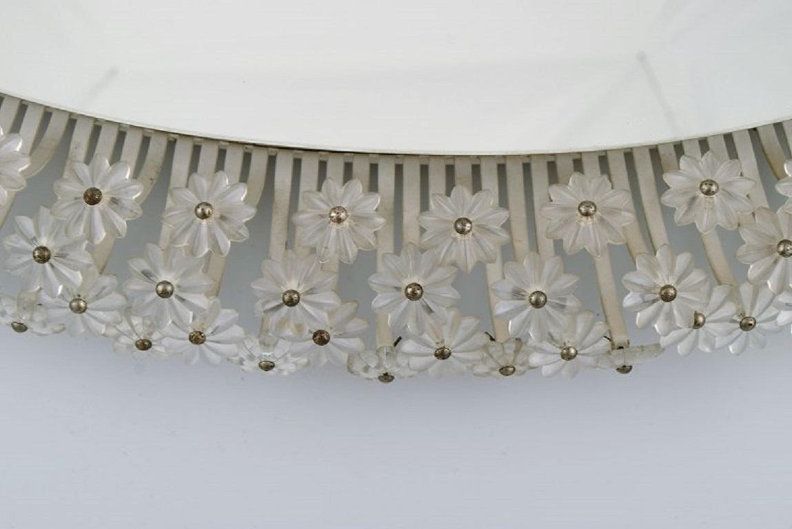 20th Century Emil Stejnar for Rupert Nikoll, Illuminated Mirror with Crystal Flowers For Sale