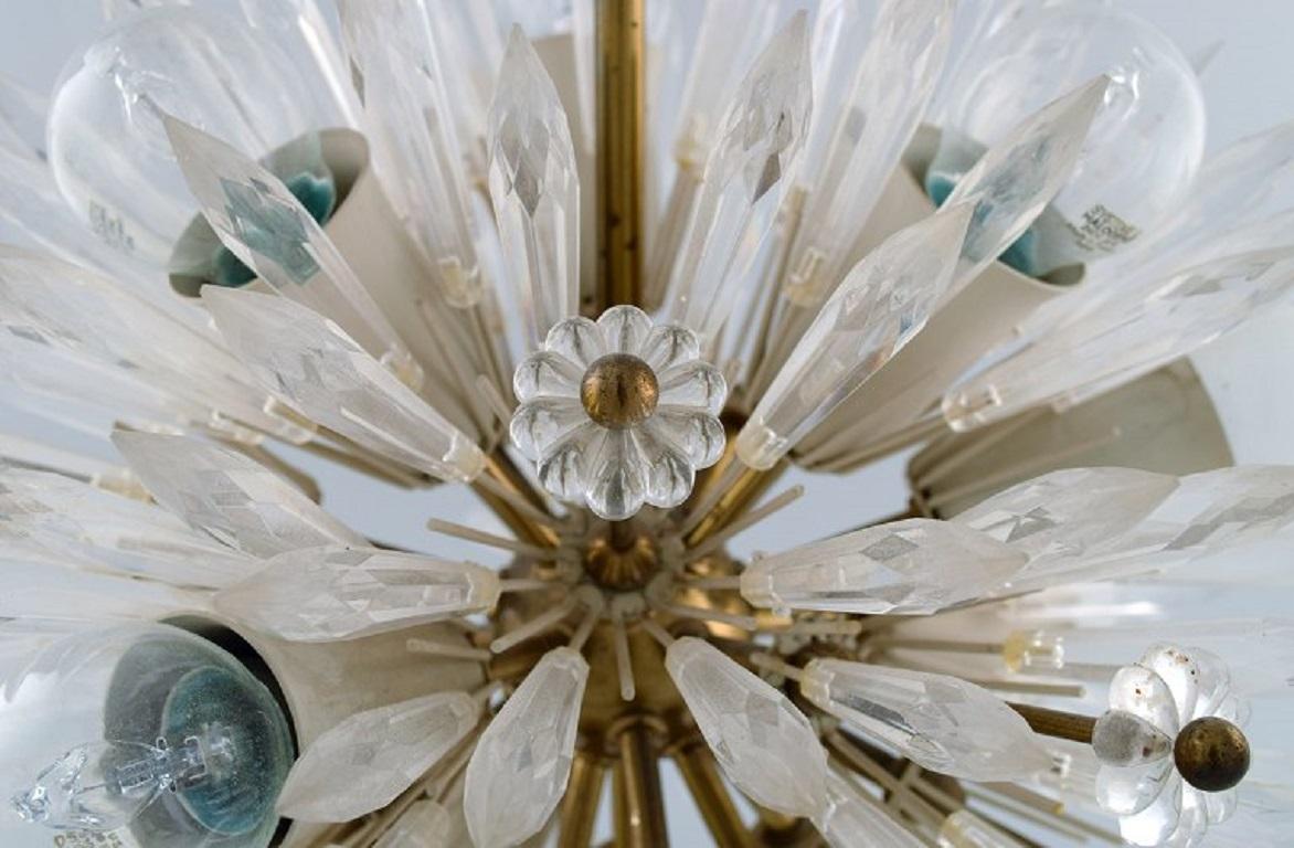 Emil Stejnar for Rupert Nikoll, Impressive Ceiling Lamp in Brass and Art Glass For Sale 4