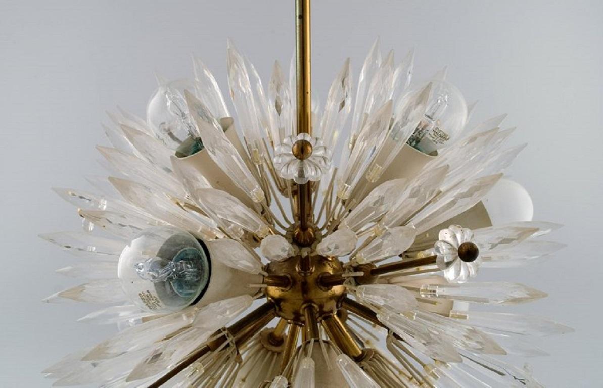 Emil Stejnar for Rupert Nikoll, Impressive Ceiling Lamp in Brass and Art Glass In Excellent Condition For Sale In Copenhagen, DK