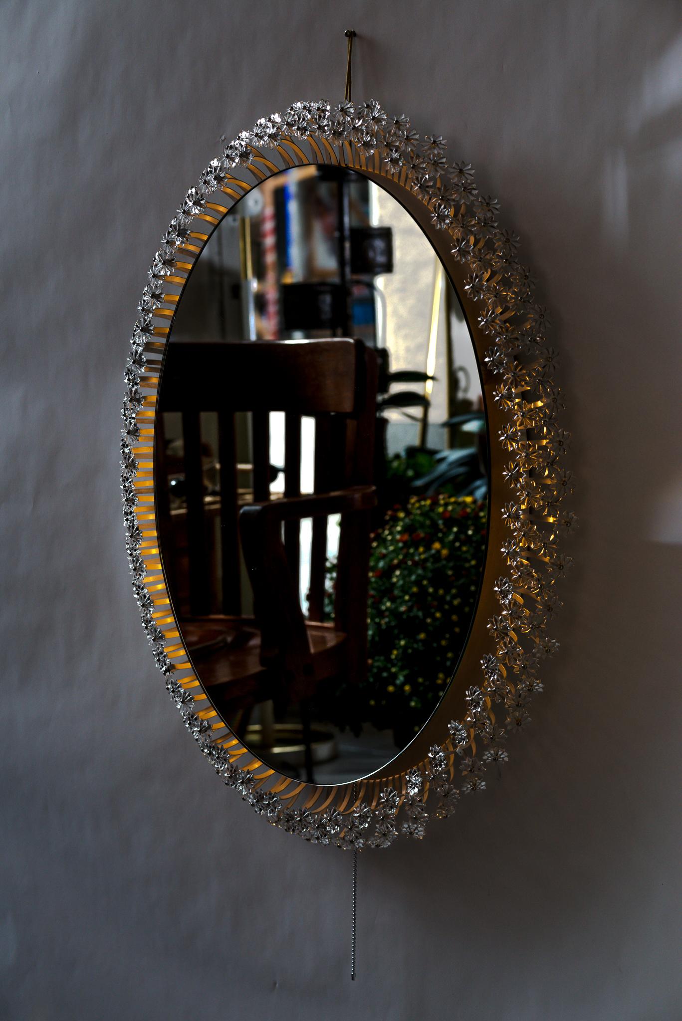 Emil Stejnar for Rupert Nikoll Oval Backlight Mirror Vienna Around 1950s For Sale 1